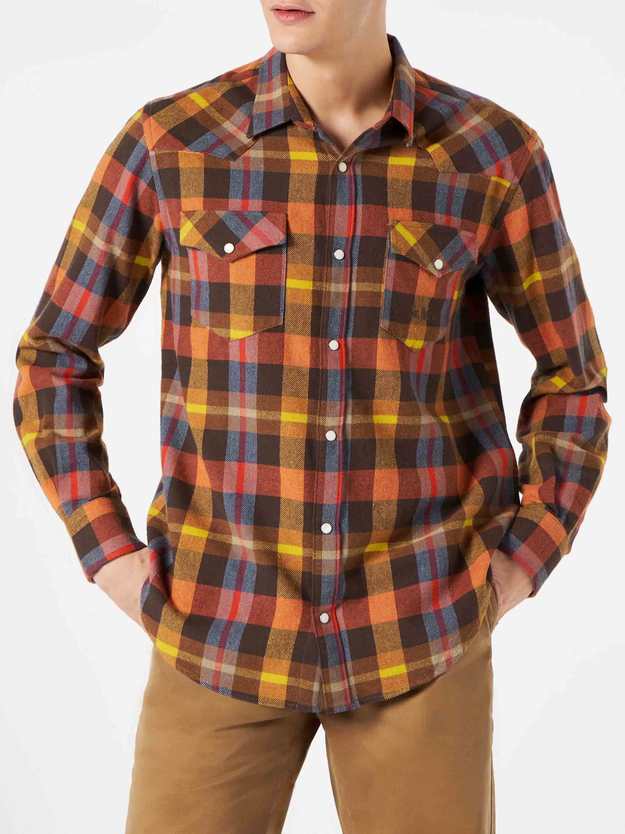 mc2-saint-barth-camicia-uomo-greg-tartan-gialla-stile-texano-con-tasche-frontali image 1