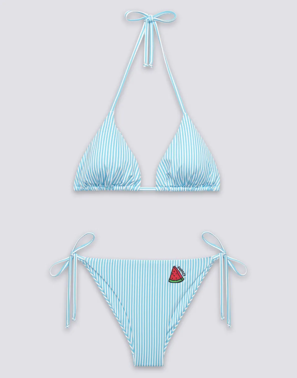 sundek-bikini-donna-triangolo-slip-laccetti-juicy-stripes-frutta image 1
