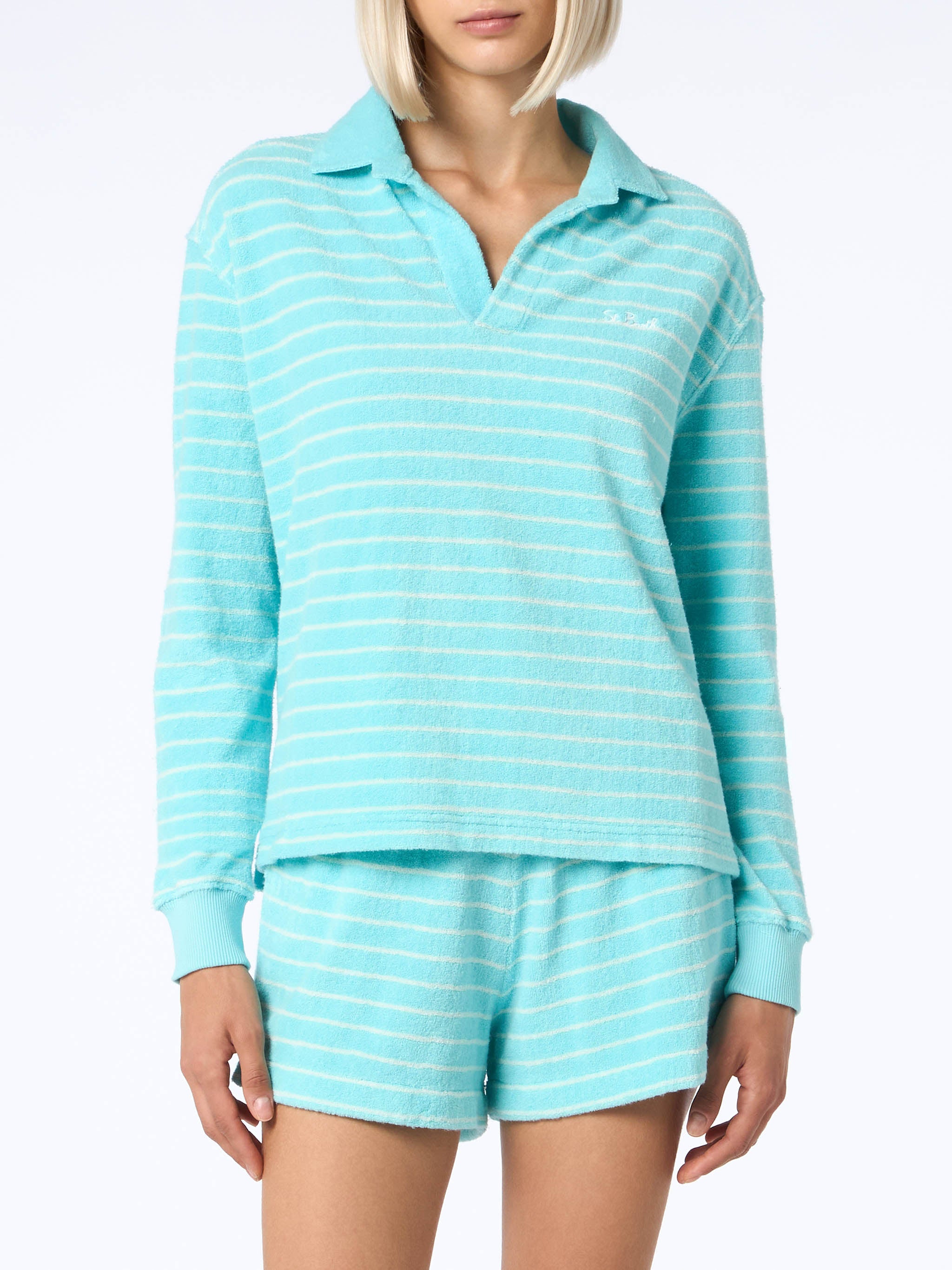 mc2-saint-barth-magda-felpa-spugna-a-righe-azzurro-chiaro-oversize image 2