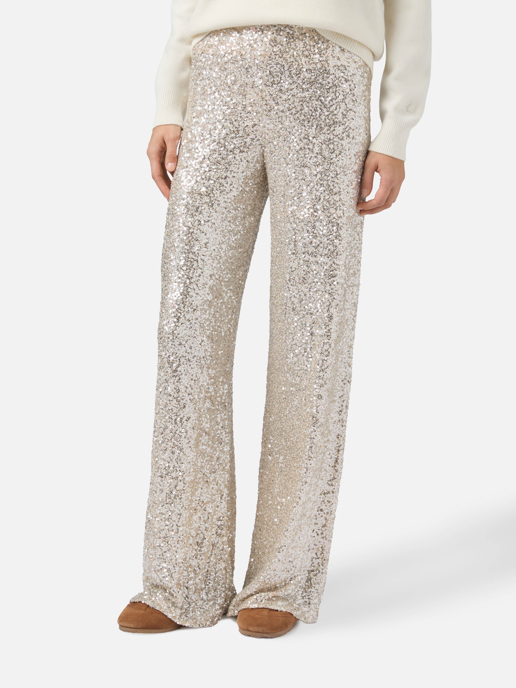 mc2-saint-barth-pantaloni-lucette-oro-in-tessuto-paillettes-gamba-dritta-donna image 1