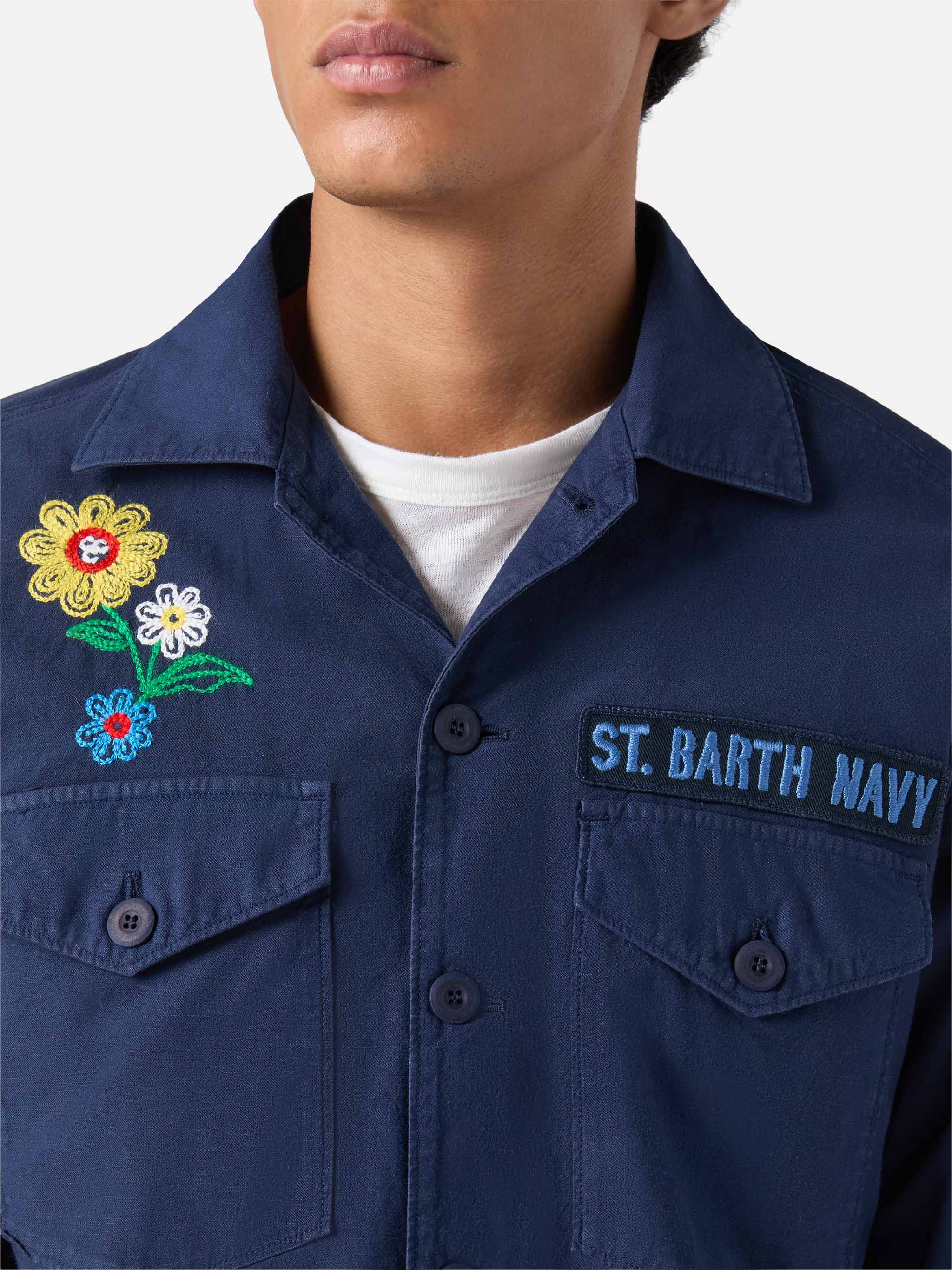 mc2-saint-barth-esteban-sovracamicia-uomo-blu-navy-ricamata image 3