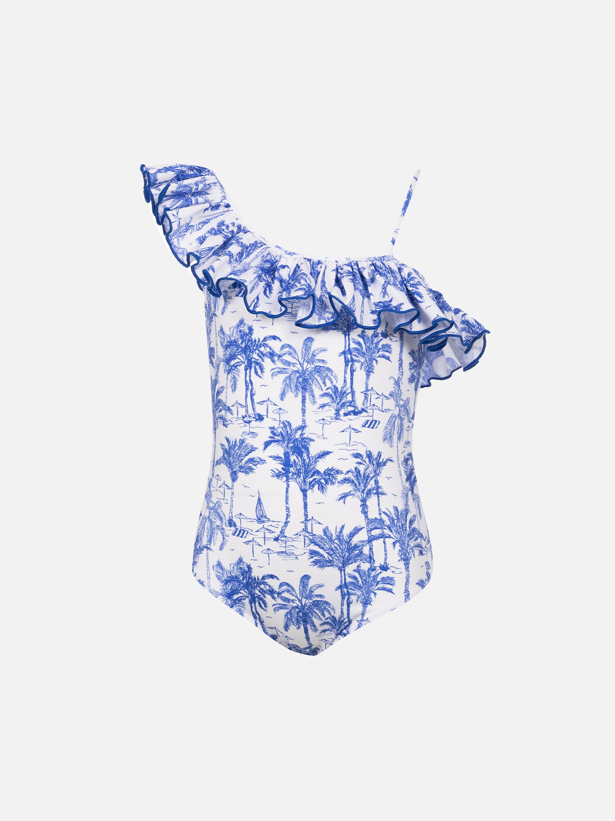 mc2-saint-barth-carin-costume-intero-bambina-monospalla-toile-de-jouy-bianco image 1