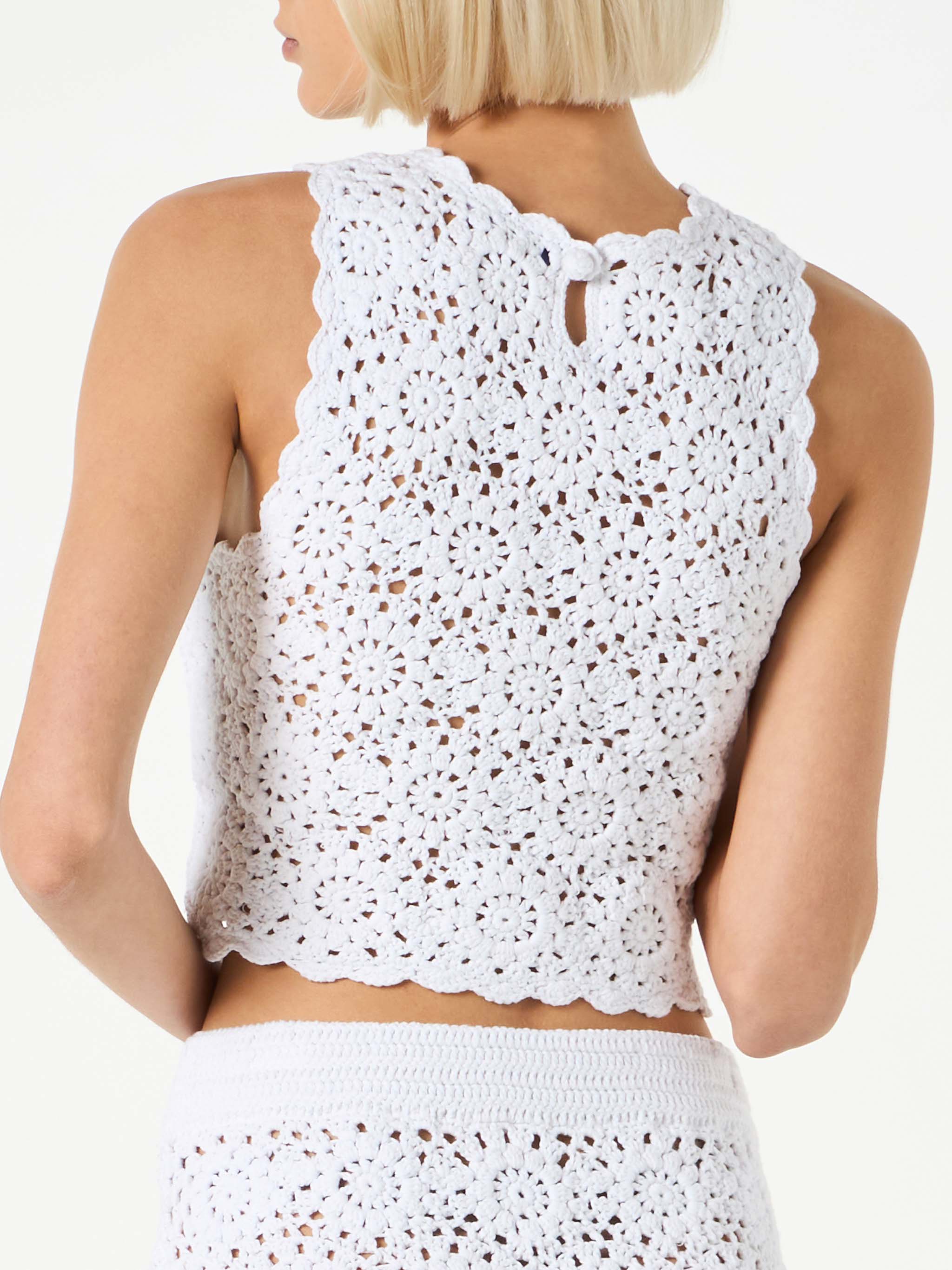 mc2-saint-barth-medison-top-halterneck-donna-crochet-cotone-bianco-fiori image 3