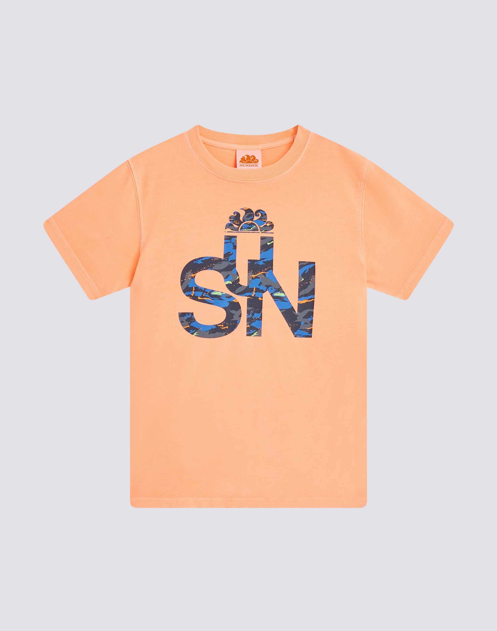 sundek-t-shirt-bambino-tinto-capo-in-cotone-jersey-con-logo-camou image 1