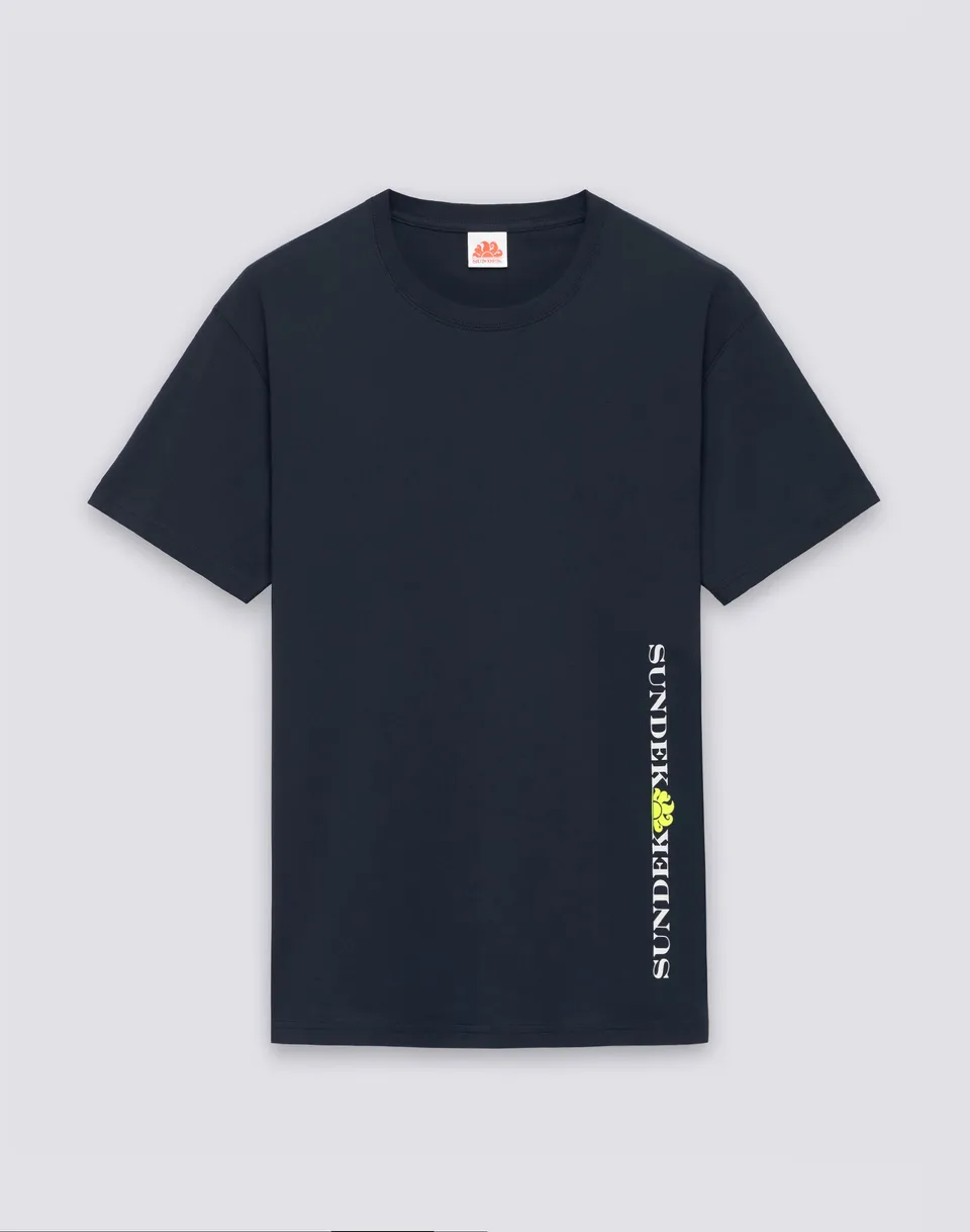 sundek-m244tej7800-t-shirt-uomo-girocollo-con-stampa-logo-verticale image 1