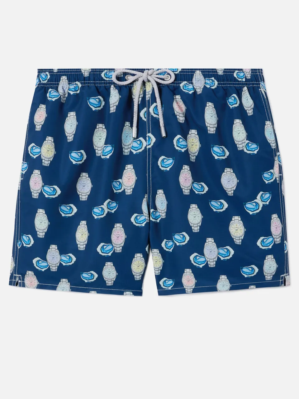 mc2-saint-barth-gustavia-gus0001-costume-mare-uomo-blu-stampa-ostriche-e-orologi image 1