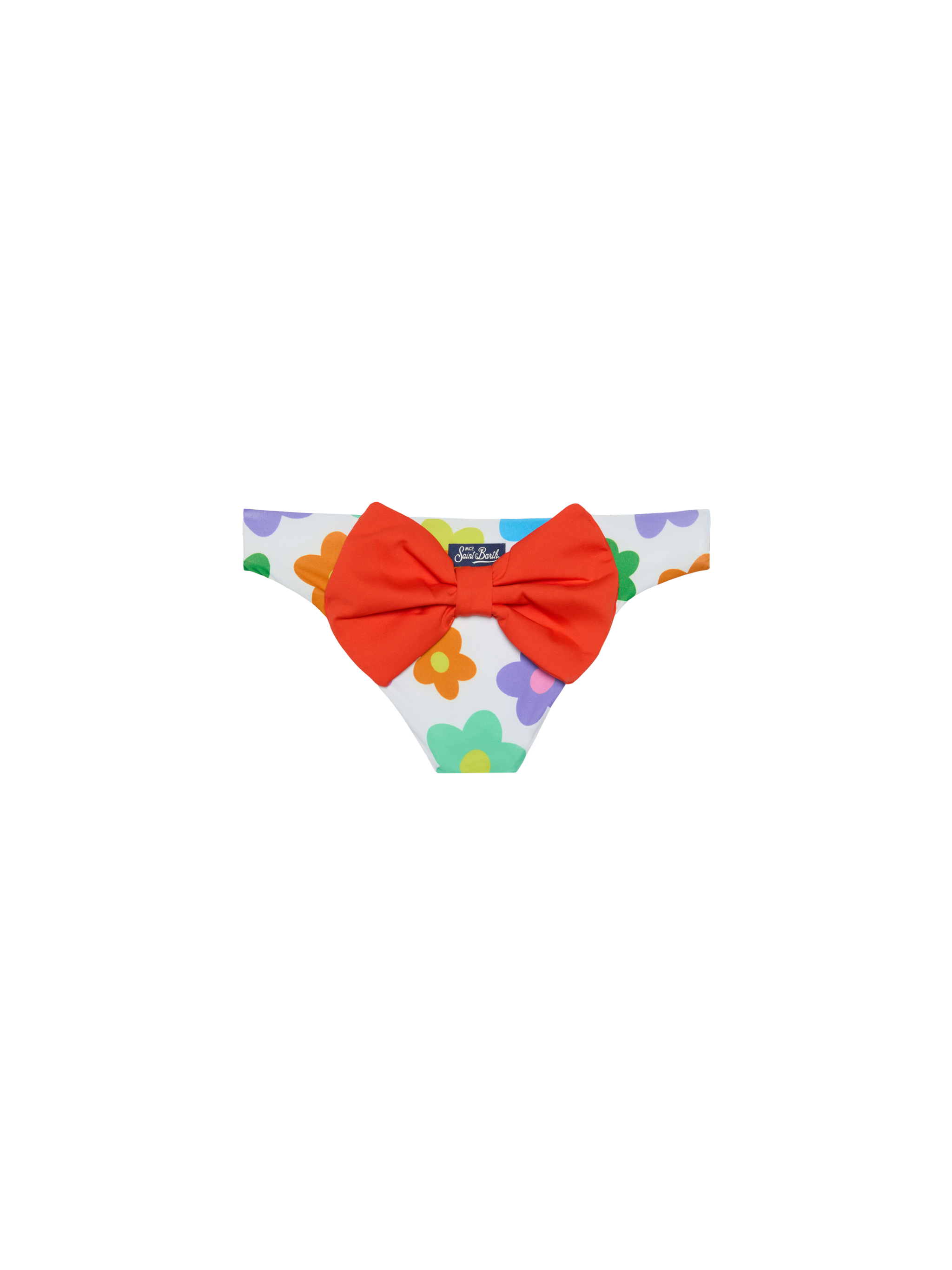 mc2-saint-barth-slip-bagno-bambina-bianco-stampa-fiori-con-fiocco-arancione image 1