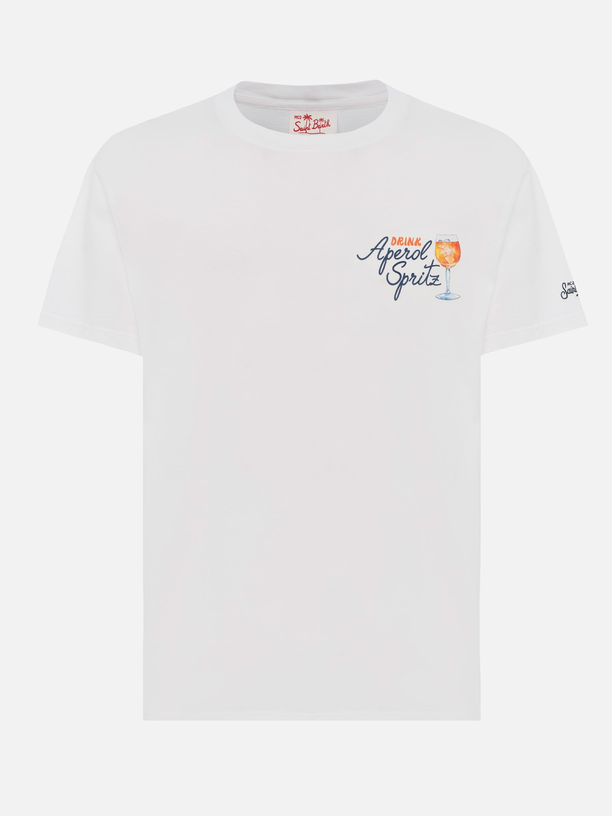 mc2-saint-barth-t-shirt-man-uomo-bianca-stampa-aperol-spritz-special-edition image 4
