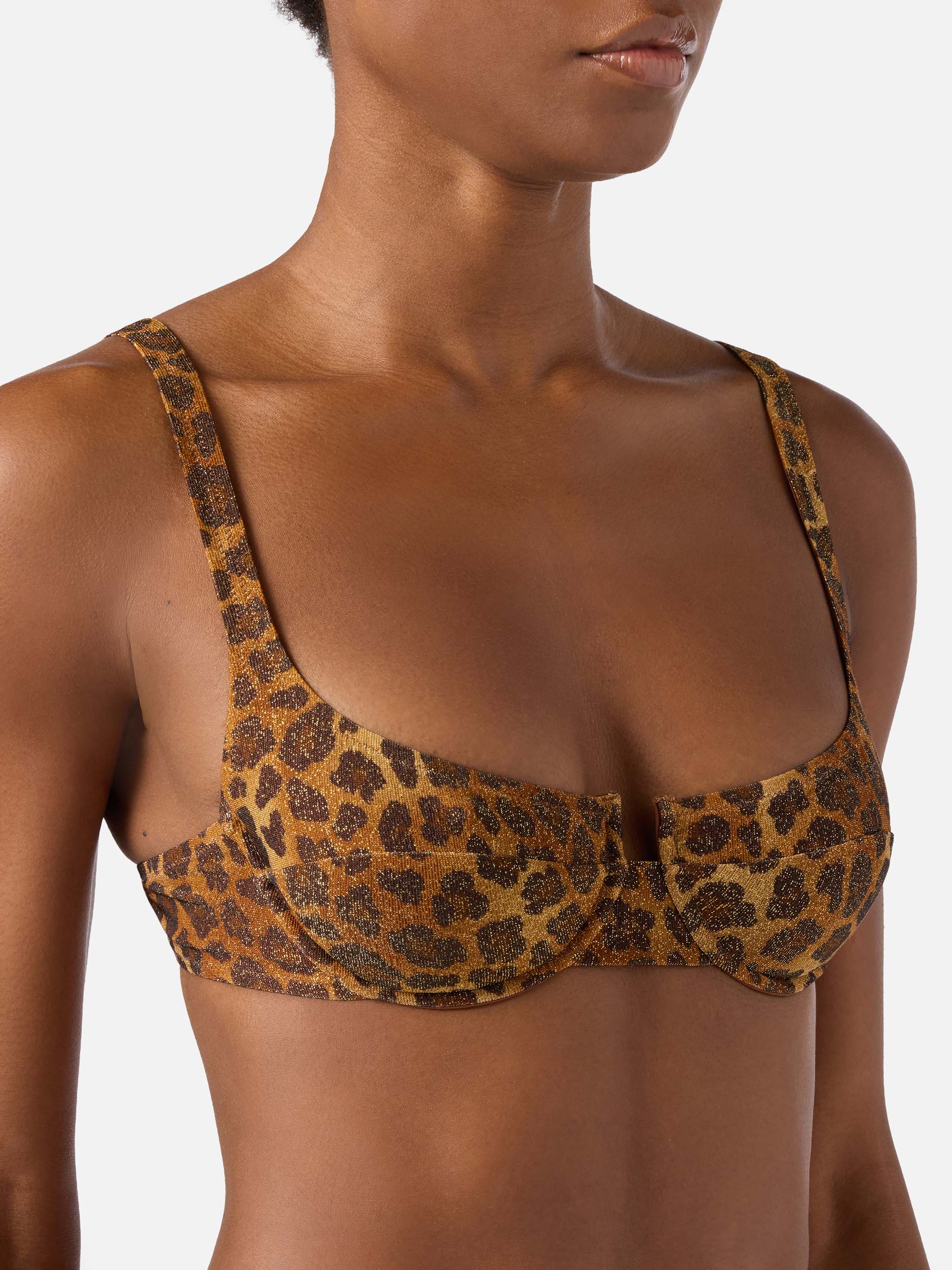 mc2-saint-barth-top-bikini-amira-balconette-donna-animalier-marrone-lurex image 2