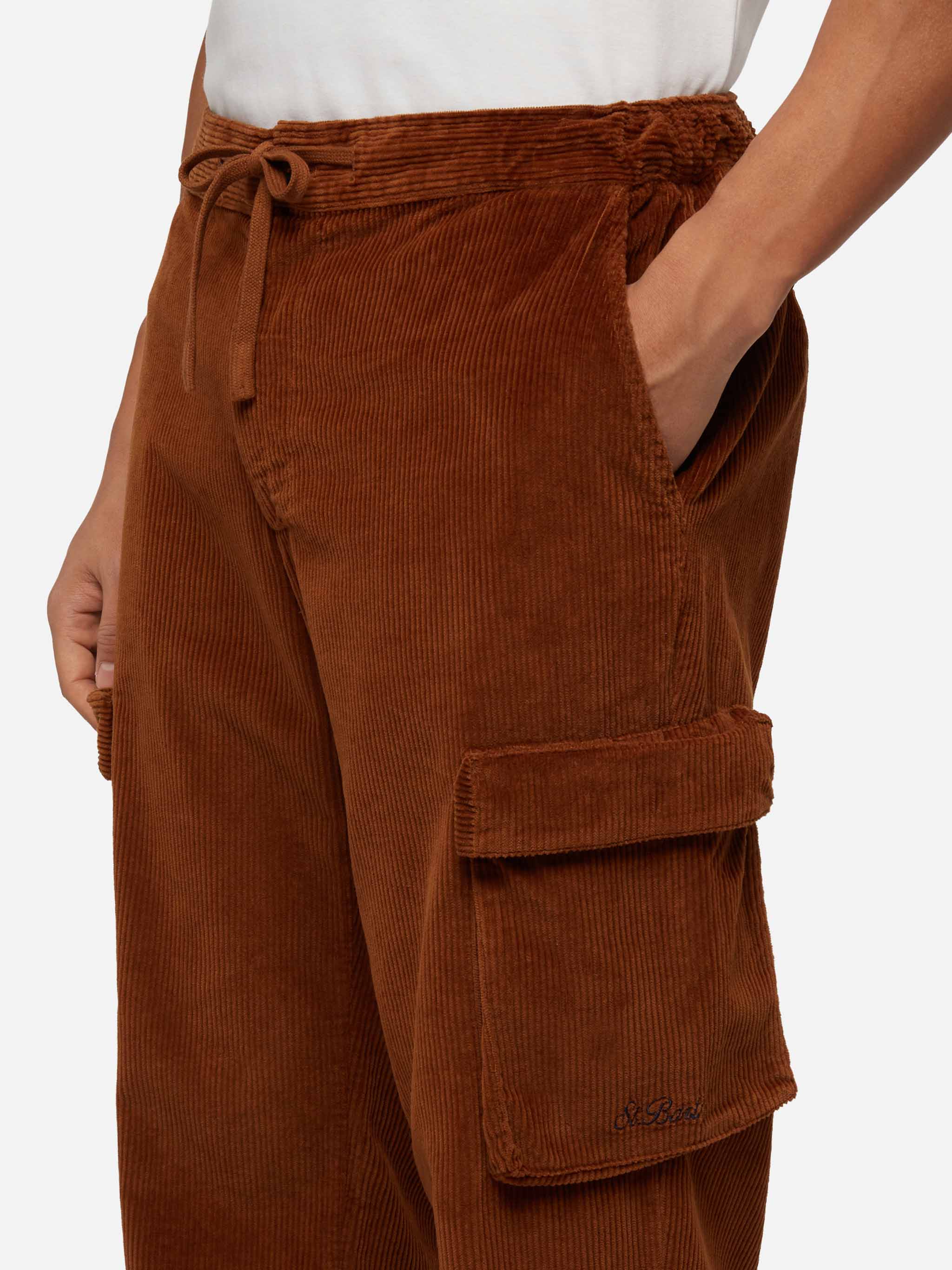 mc2-saint-barth-pantalone-uomo-goldeck-cargo-velluto-a-coste-cammello image 2