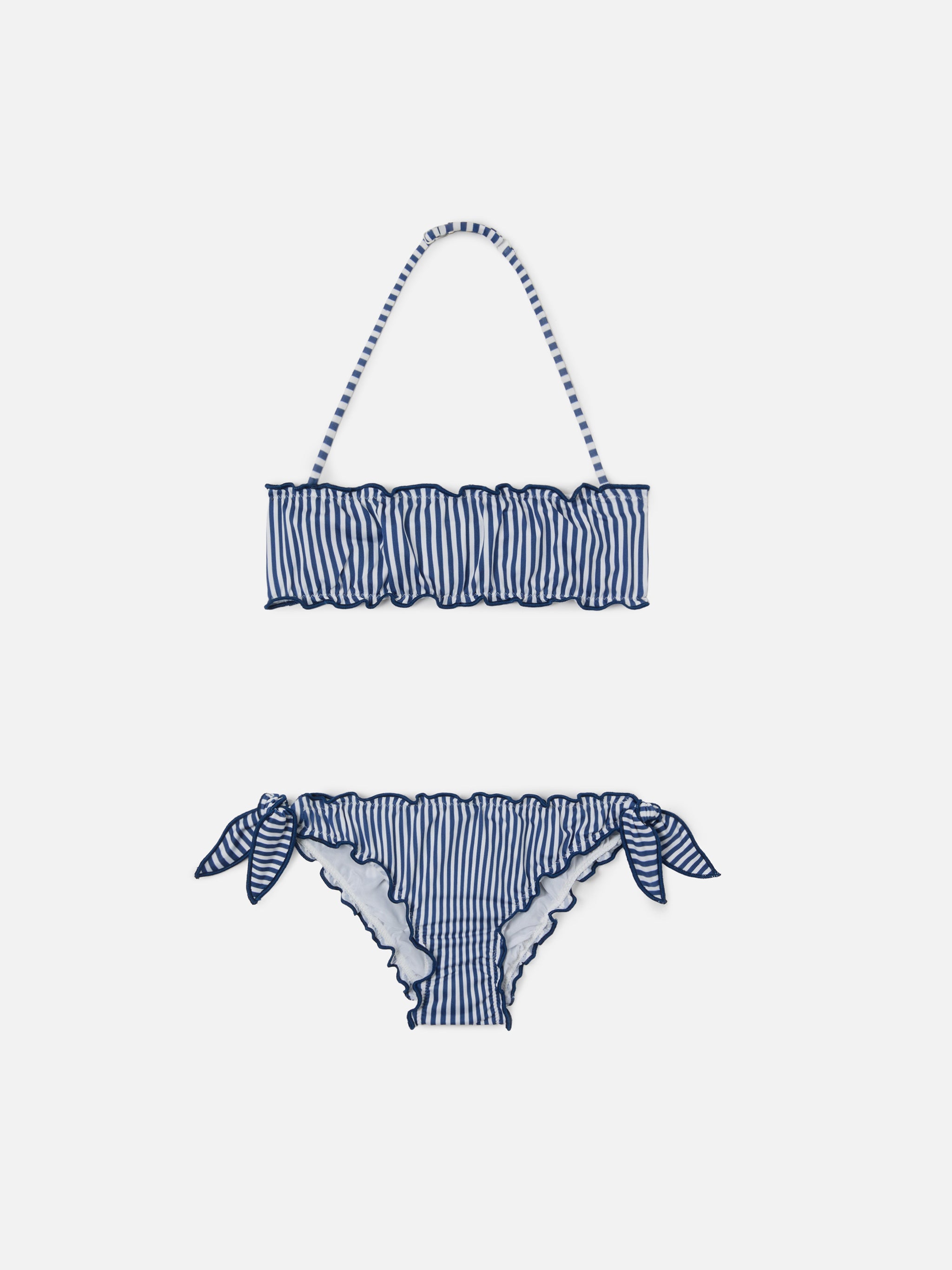 mc2-saint-barth-bikini-emy-a-righe-bianche-e-blu-con-bordi-arricciati-bambina image 1