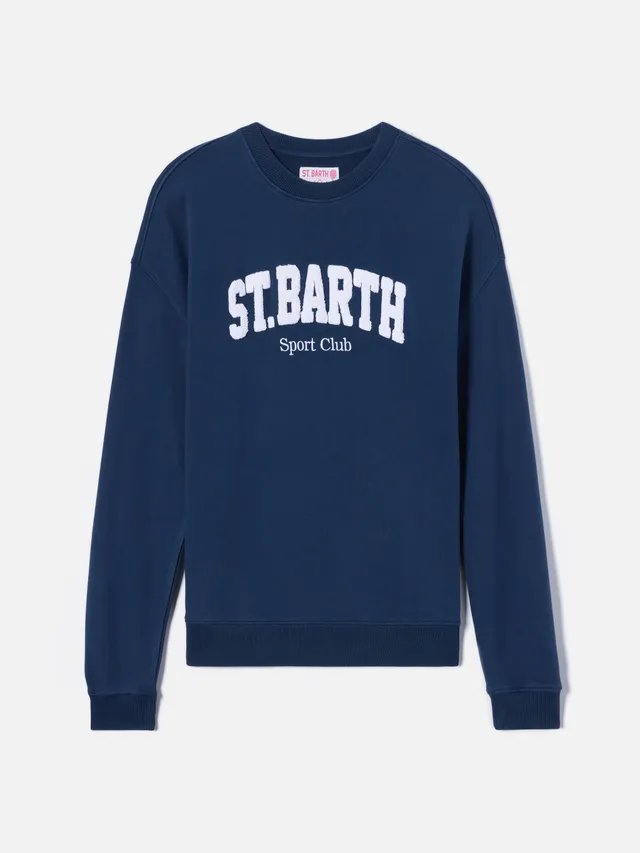 mc2-saint-barth-stardust-felpa-donna-blu-con-logo-spugna-e-ricamo-sport-club image 1