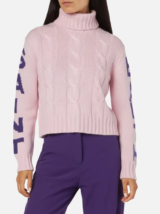 mc2-saint-barth-maglione-adler-collo-alto-in-maglia-intrecciata-rosa-con-jacquar image 1