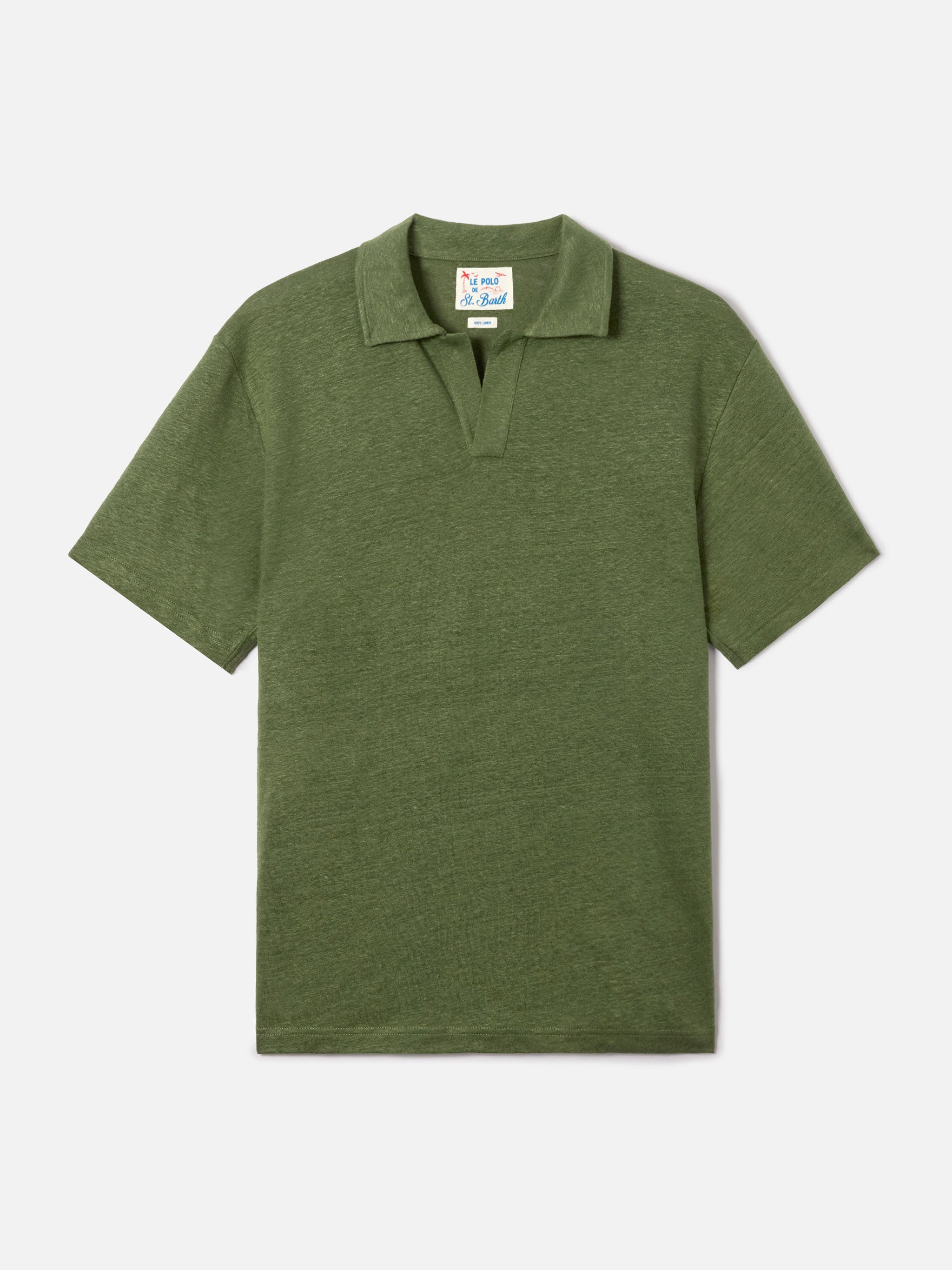 mc2-saint-barth-polo-fraser-in-puro-lino-verde-militare-da-uomo image 4