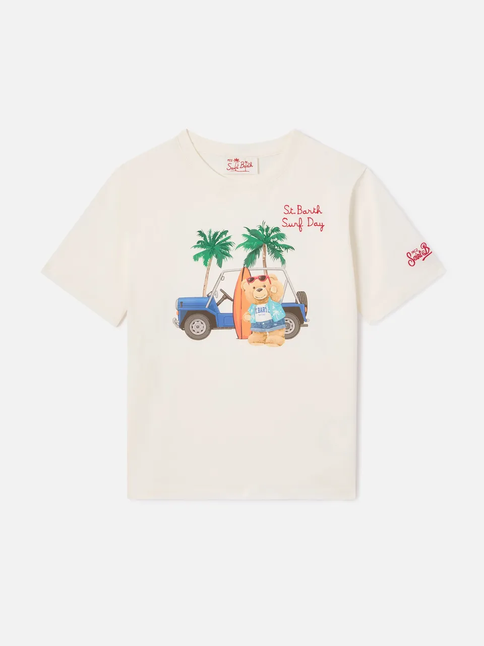 mc2-saint-barth-t-shirt-denver-jr-bambino-in-cotone-bianco-panna-con-ricamo-surf image 1