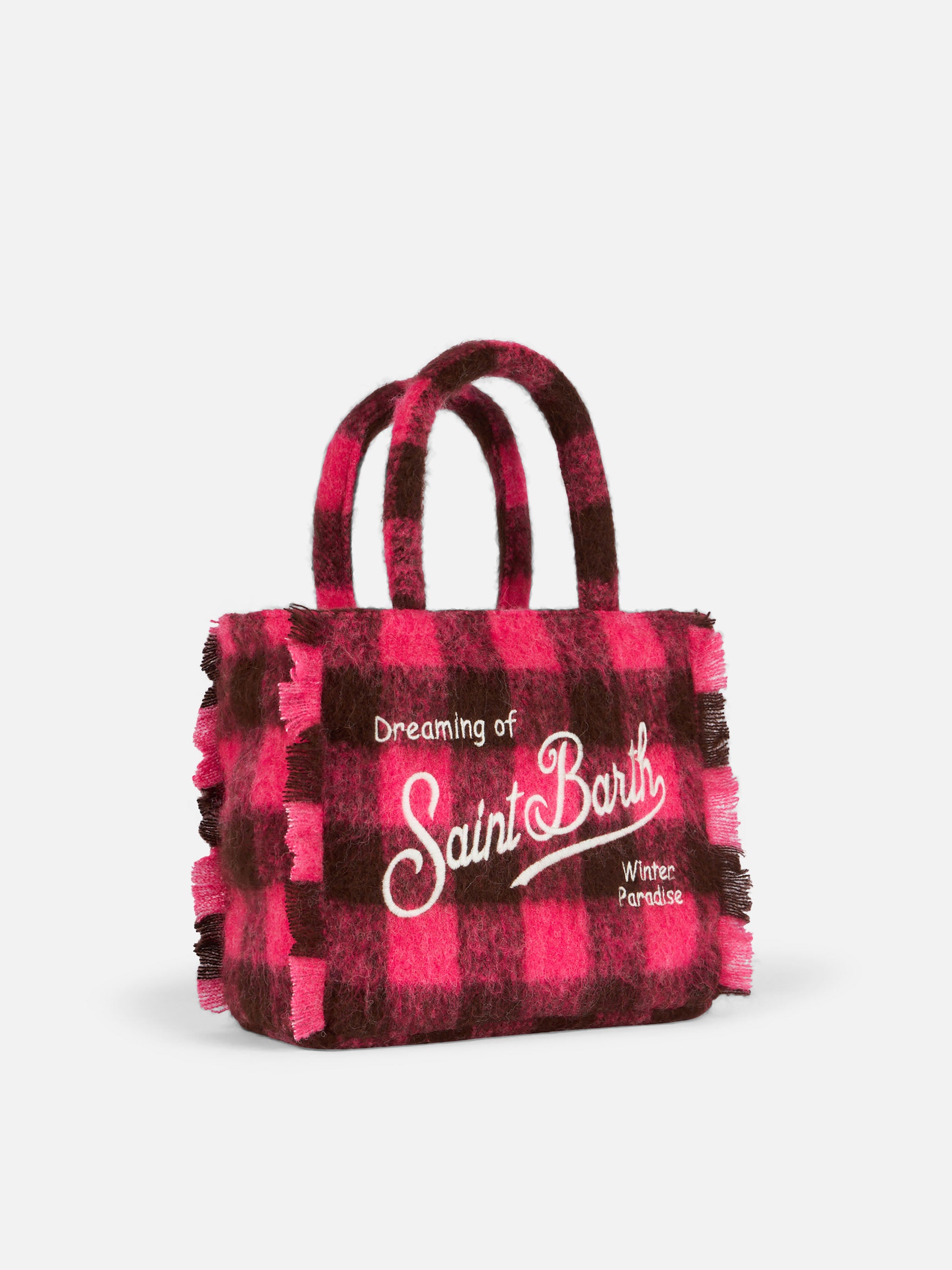 mc2-saint-barth-colette-classic-borsa-check-fucsia-e-marrone-con-frange image 4