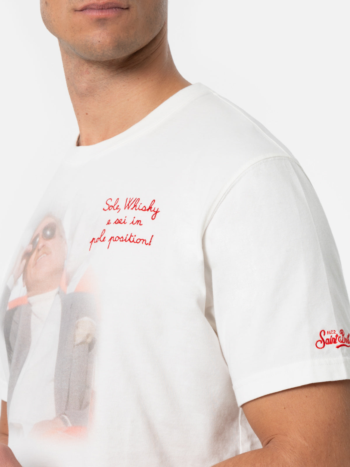 mc2-saint-barth-arnott-t-shirt-uomo-cotone-pesante-ricamo-sole-whisky-special-ed image 3