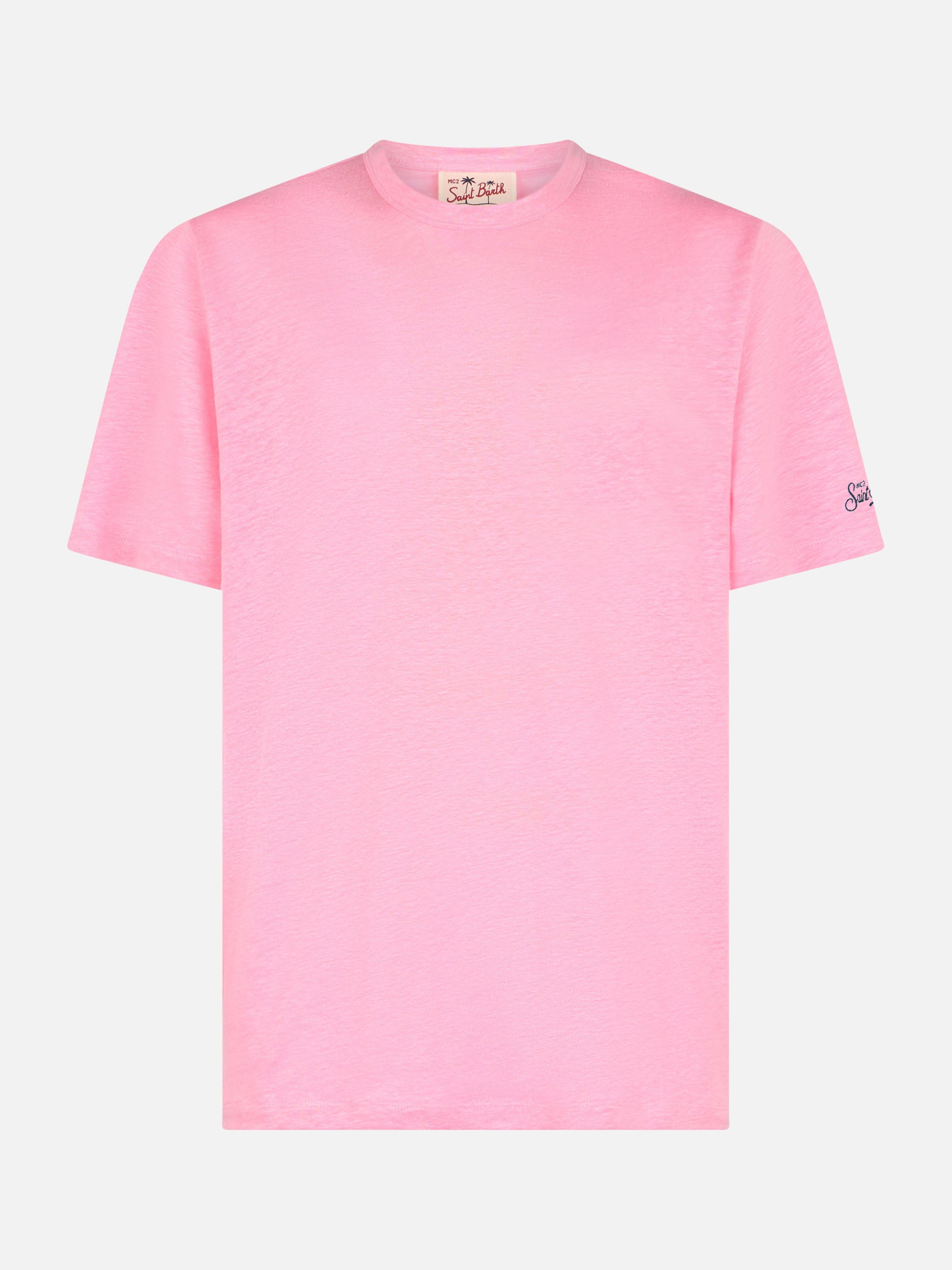 mc2-saint-barth-t-shirt-president-uomo-in-cotone-fiammato-rosa-bubble-tinta-unit image 1