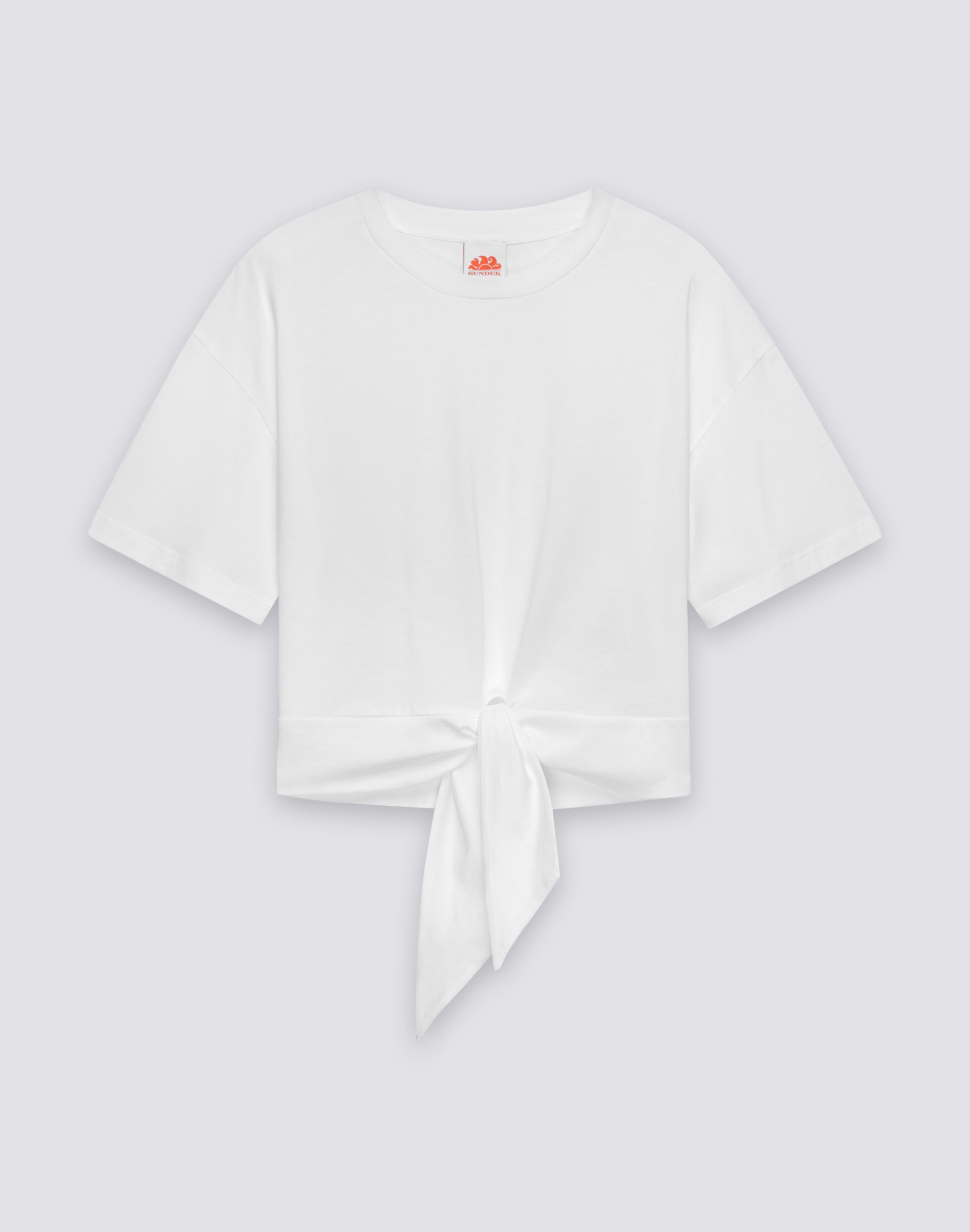 sundek-w235teyj100-t-shirt-donna-crop-boxy-fit-con-nodo image 1