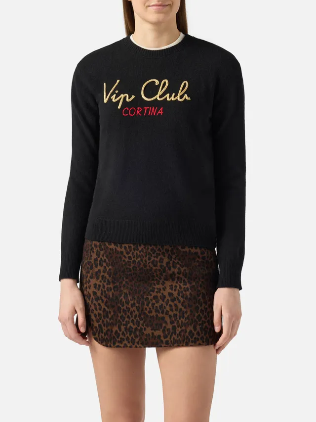 mc2-saint-barth-new-queen-maglione-donna-nero-ricamo-vip-club-special-edition image 1