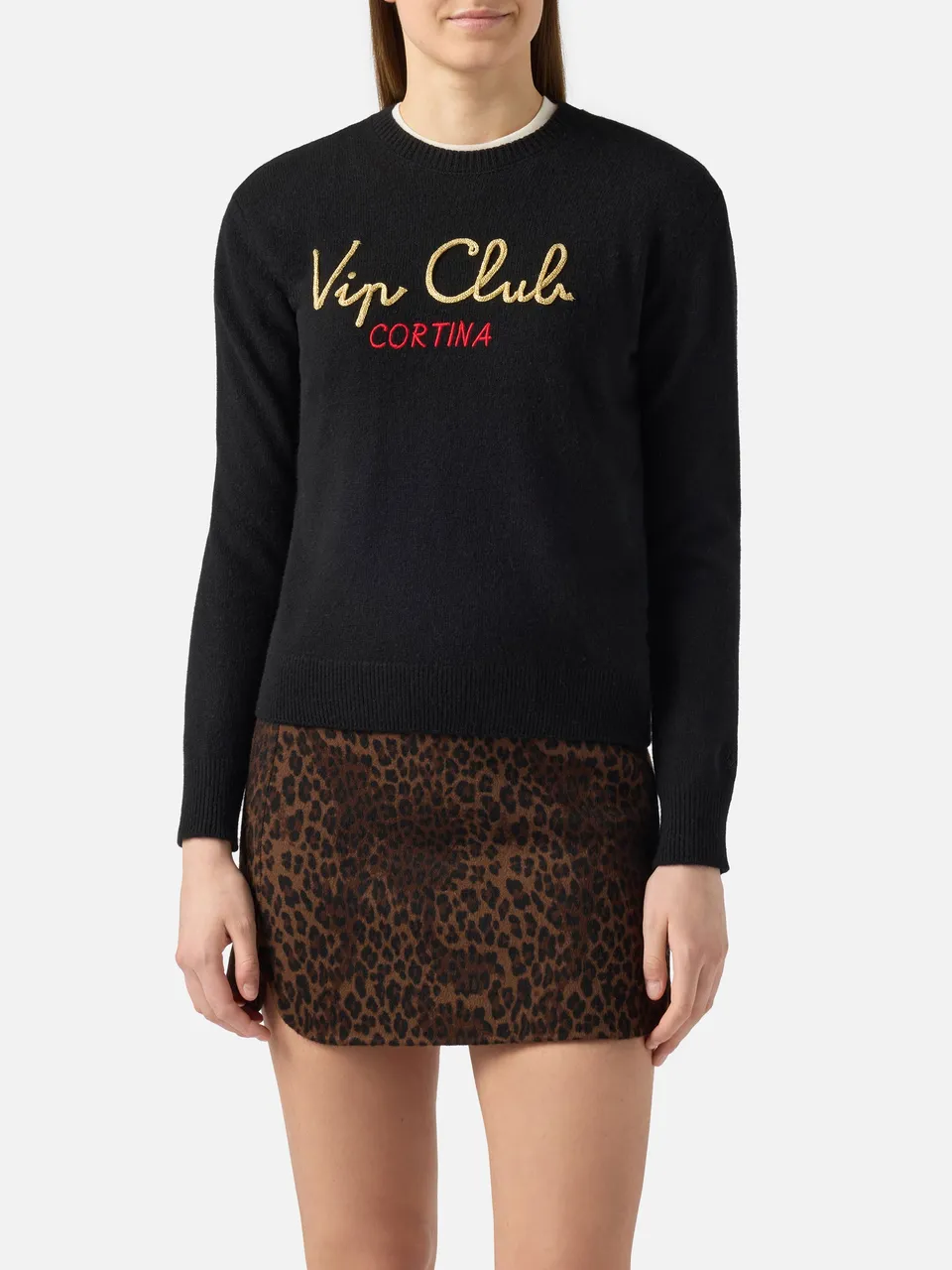 mc2-saint-barth-new-queen-maglione-donna-nero-ricamo-vip-club-special-edition image 1