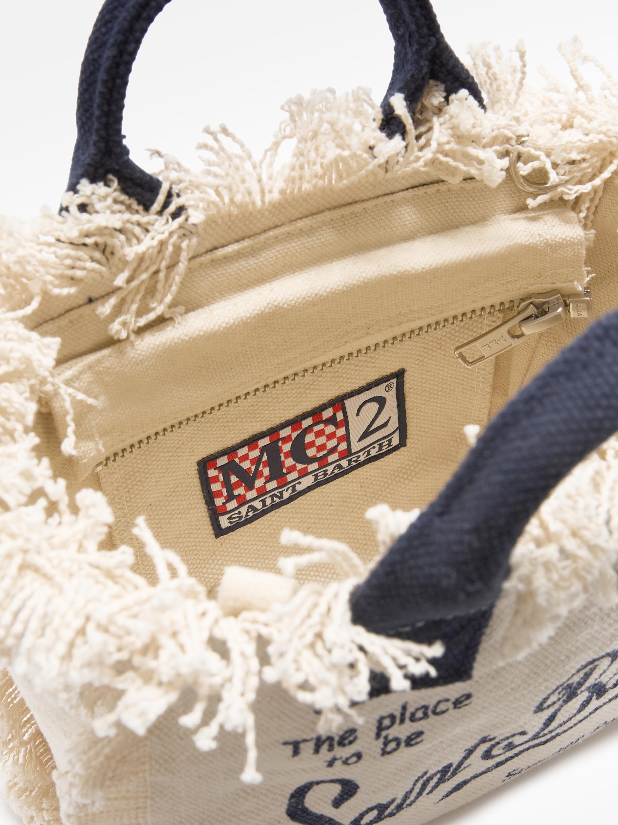 mc2-saint-barth-vanity-mini-borsa-canvas-bianca-con-blu-e-frange image 4