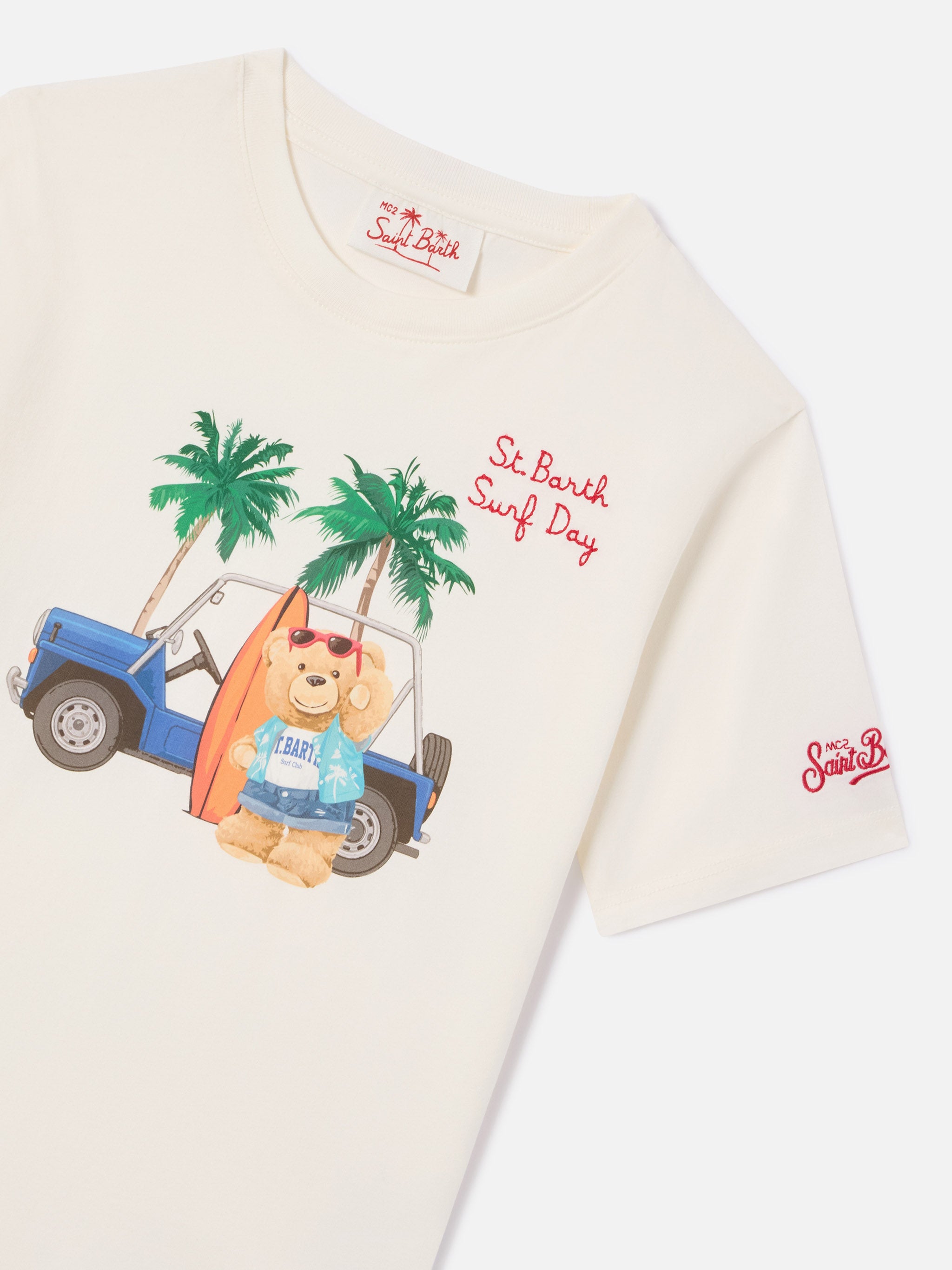 mc2-saint-barth-t-shirt-denver-jr-bambino-in-cotone-bianco-panna-con-ricamo-surf image 2