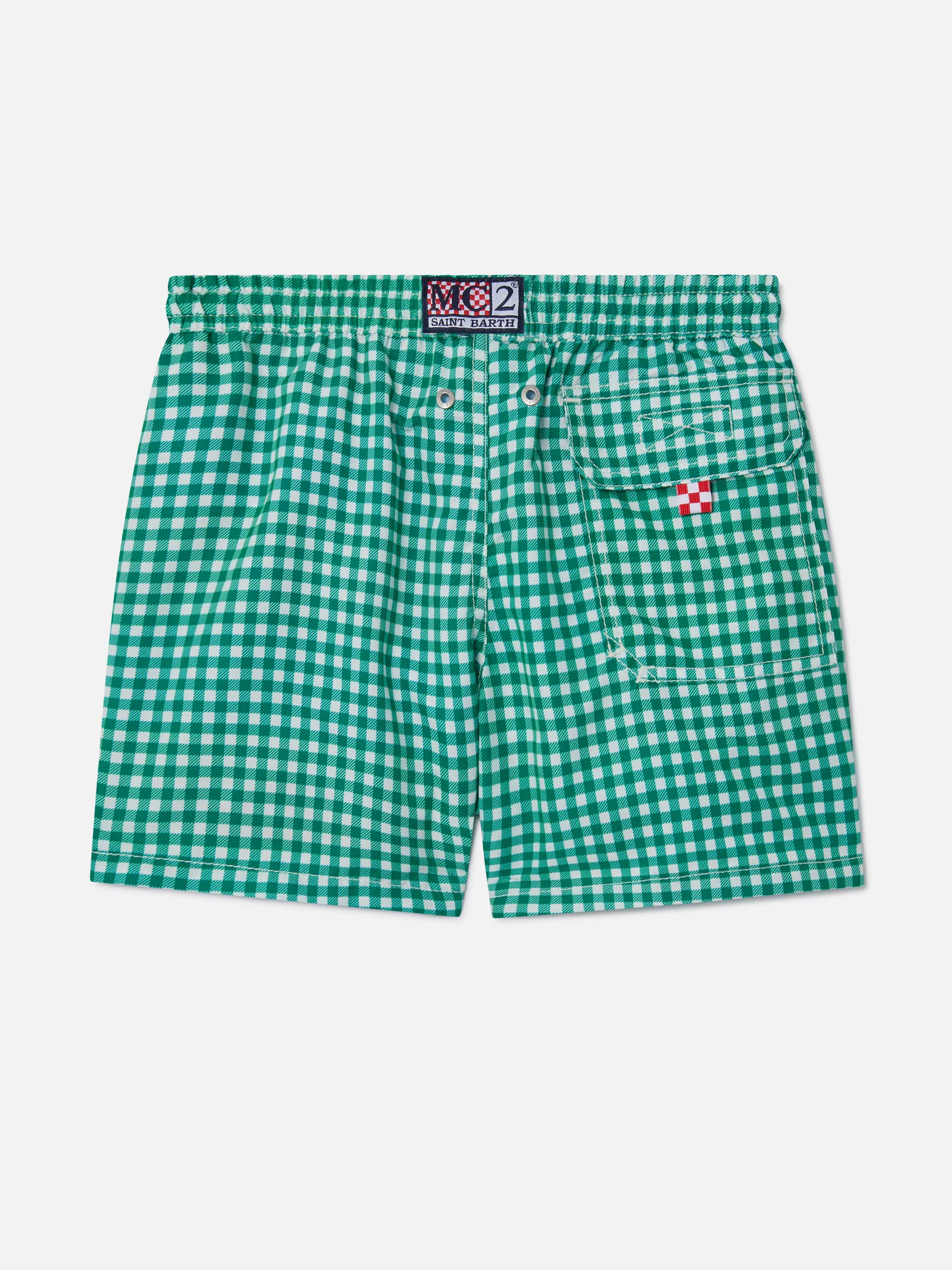mc2-saint-barth-costume-da-bagno-bambino-stampa-vichy-verde-bianco-con-bordino-a image 2