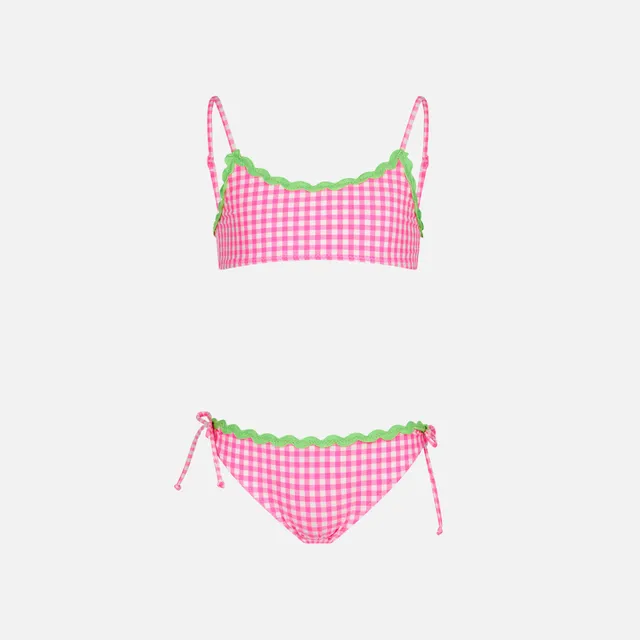 mc2-saint-barth-marielle-bikini-bambina-bralette-vichy-bianco-fucsia-con-laccett image 1