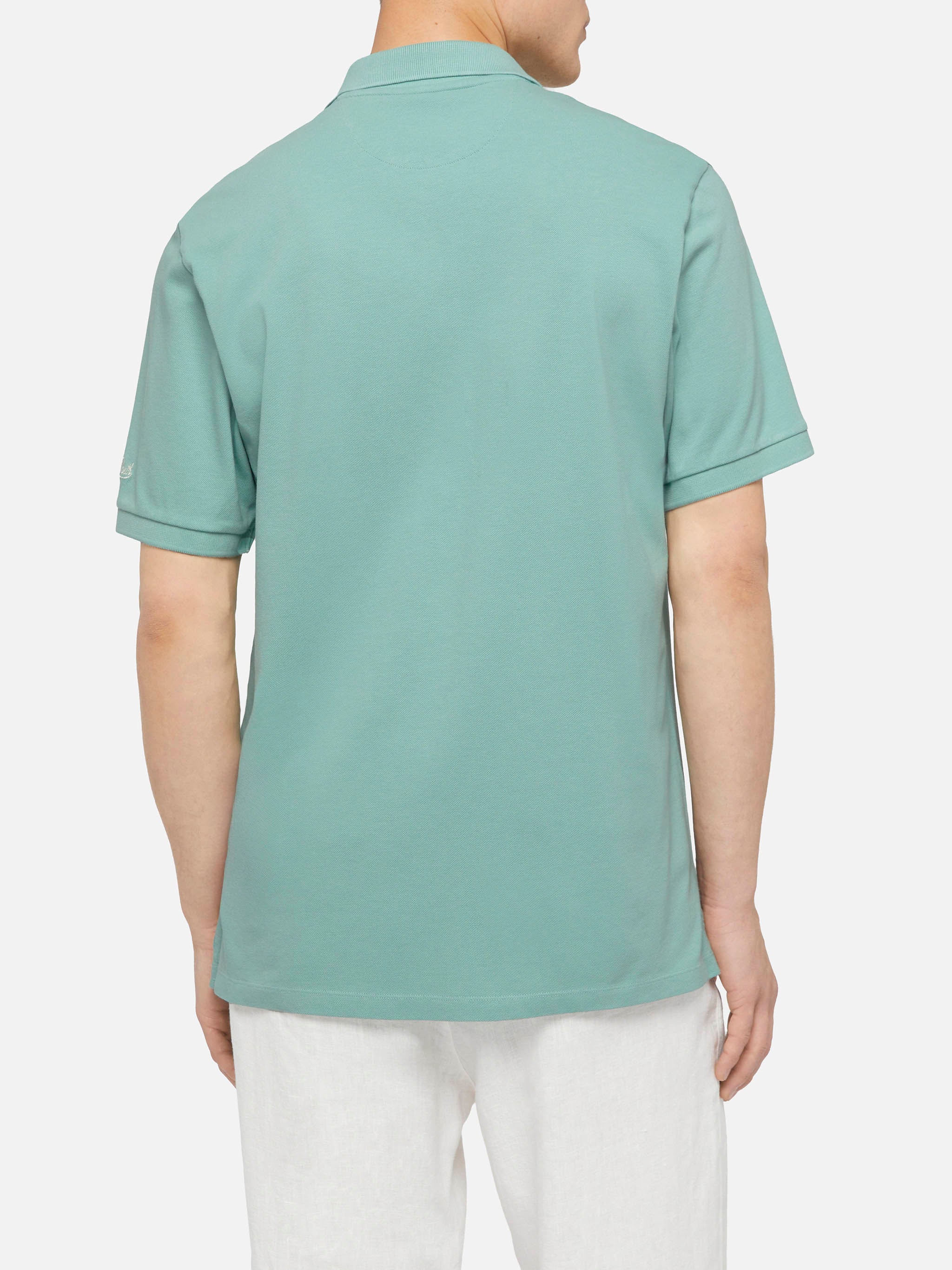 mc2-saint-barth-polo-charles-in-piquet-di-cotone-verde-salvia-senza-bottoni image 3