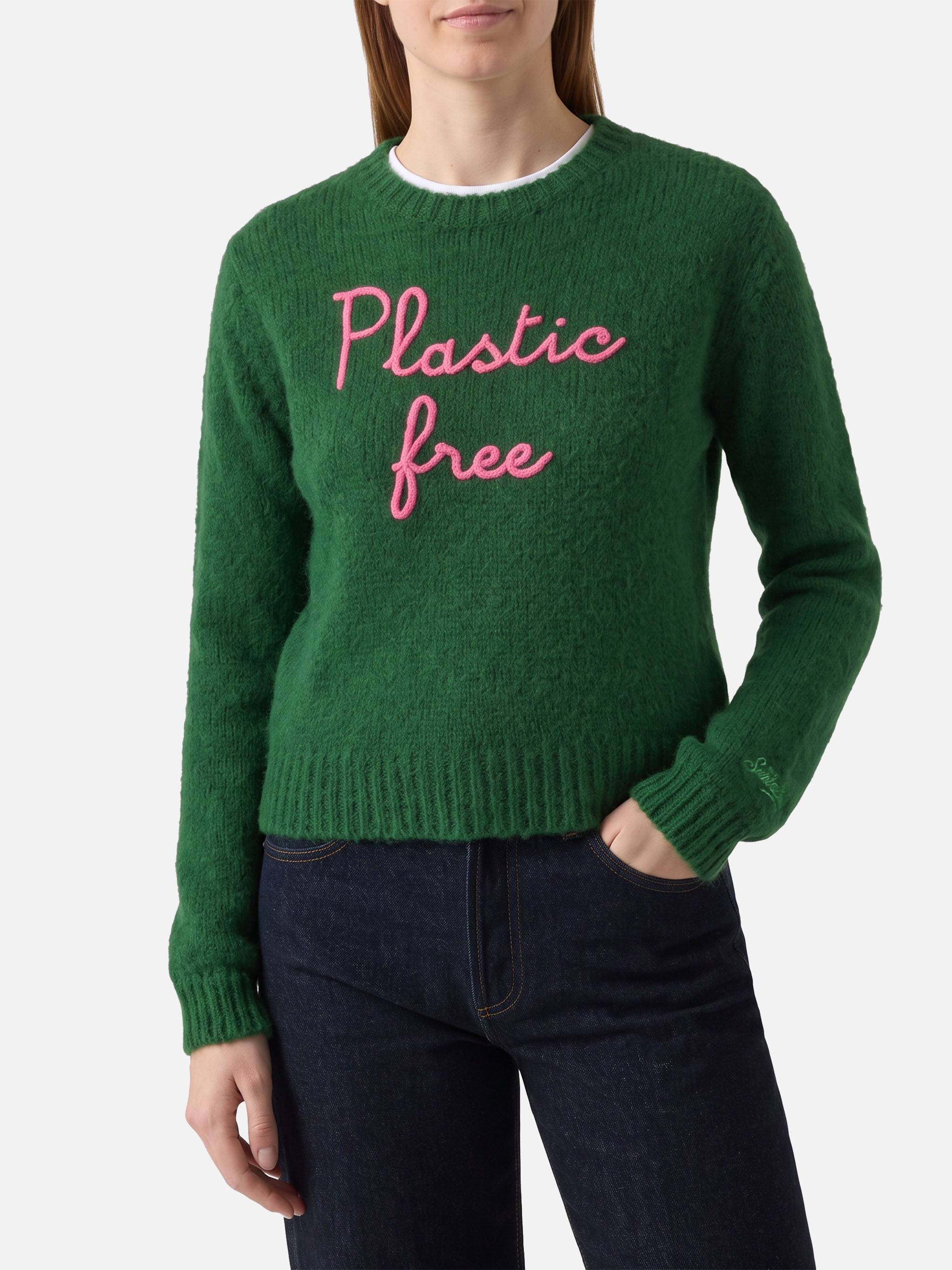 maglione-mc2-saint-barth-new-queen-crop-con-ricamo-plastic-free-verde image 1