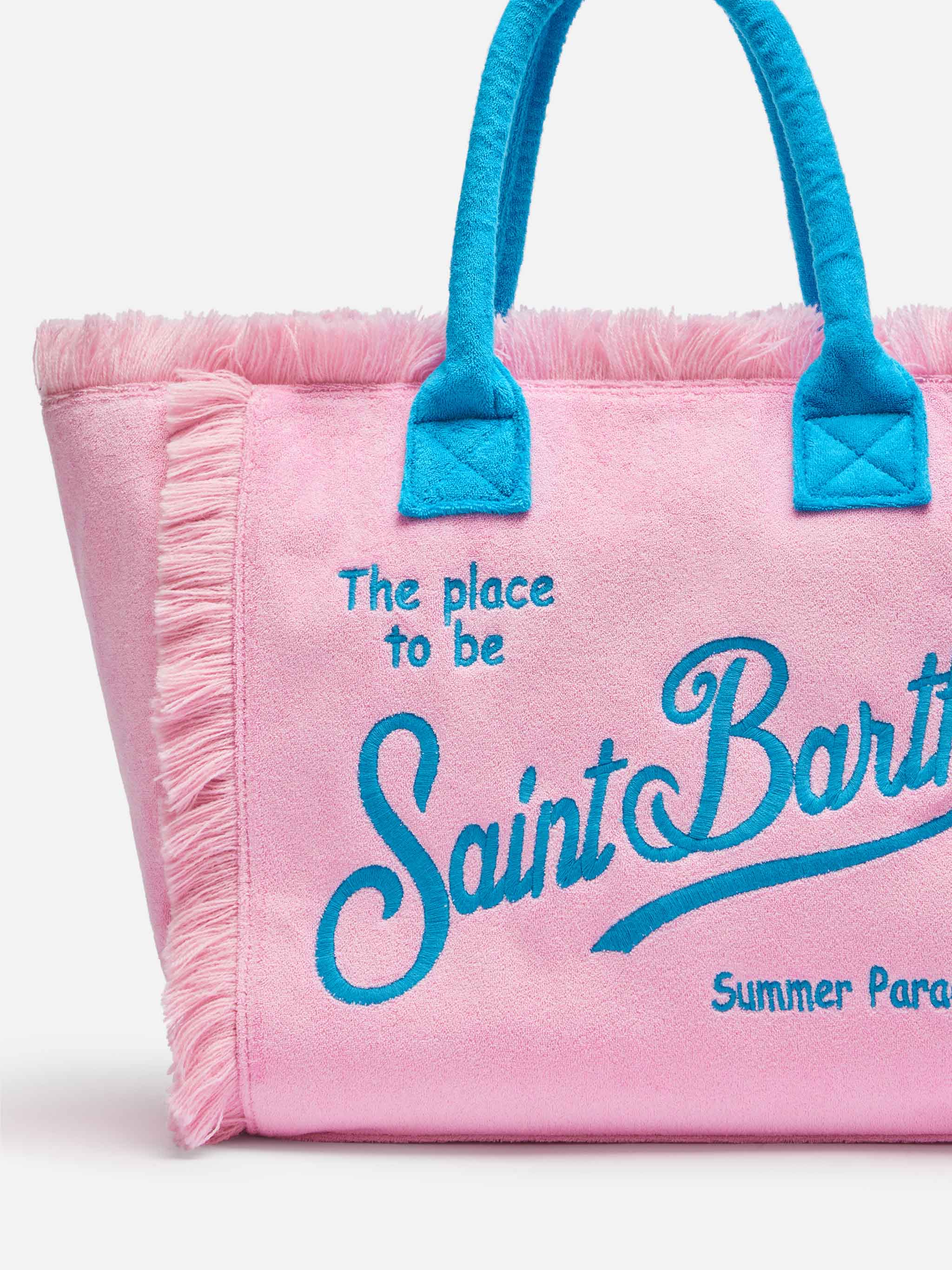 mc2-saint-barth-vanity-sponge-borsa-shopper-in-spugna-rosa-con-logo image 3