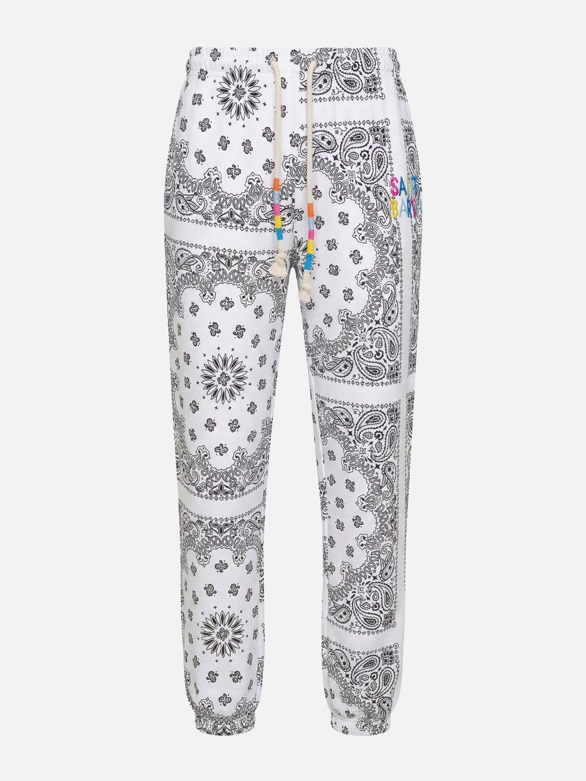 mc2-saint-barth-joggers-donna-in-cotone-con-stampa-bandana-bianca image 1
