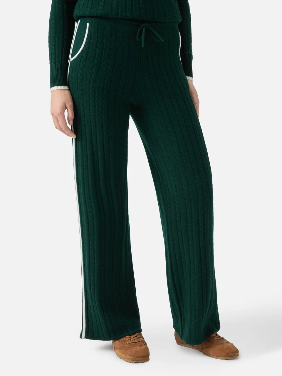 mc2-saint-barth-dinard-pantaloni-a-trecce-in-lana-verde-inglese-donna image 1