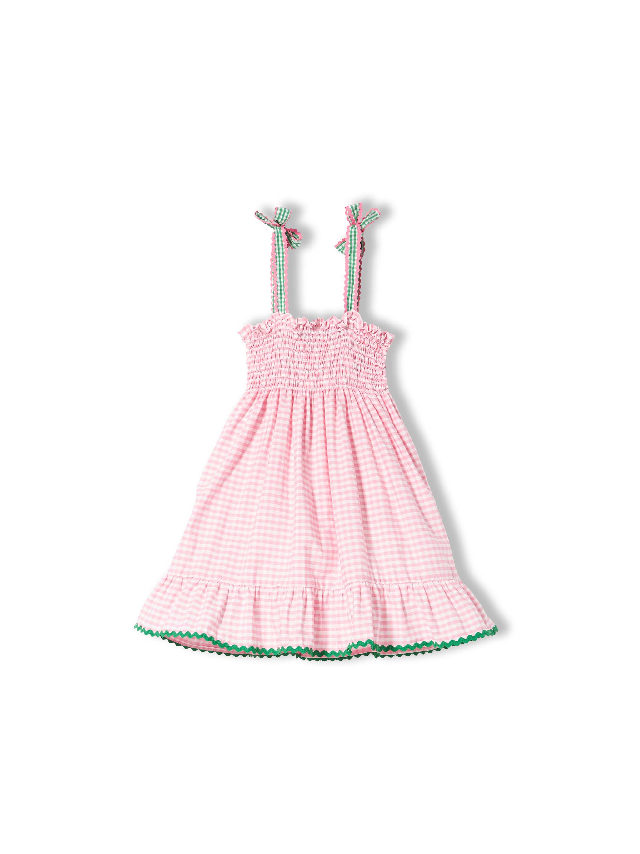 mc2-saint-barth-abito-da-bambina-con-stampa-vichy-bianco-e-rosa image 3