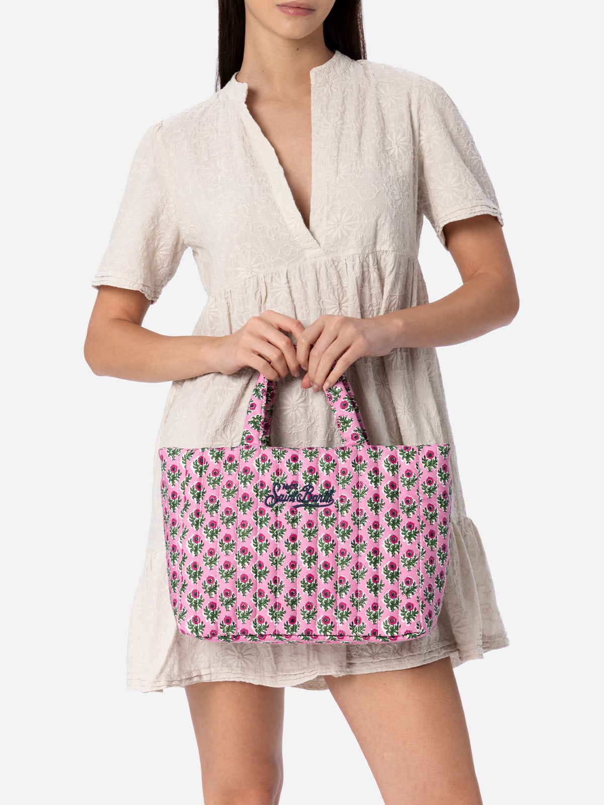 mc2-saint-barth-borsa-soft-tote-mid-trapuntata-a-fiori-rosa image 5