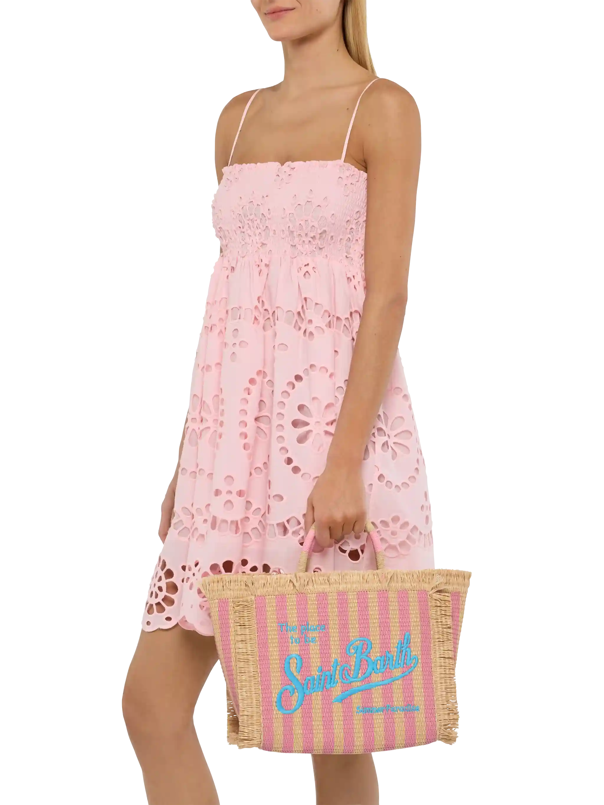 mc2-saint-barth-colette-borsa-effetto-paglia-beige-con-righe-rosa image 2