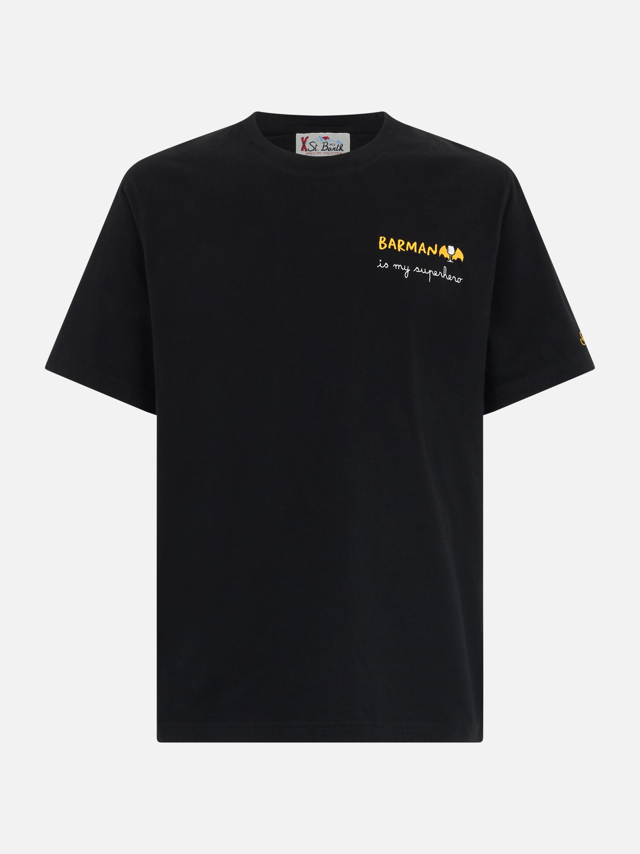 mc2-saint-barth-arnott-t-shirt-uomo-nera-cotone-pesante-ricamo-barman image 4