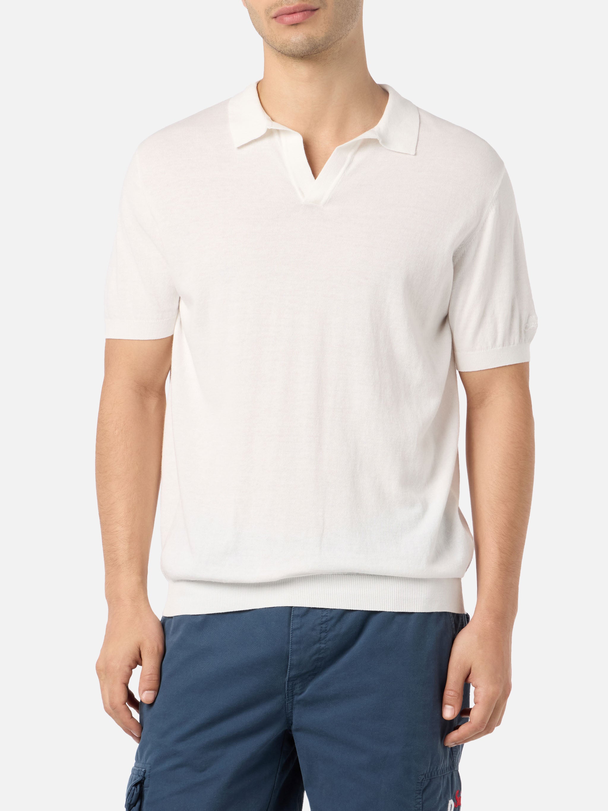 mc2-saint-barth-polo-in-maglia-sloan-senza-bottoni-ice-cotton-color-burro image 1
