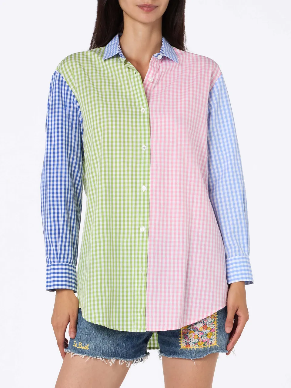 camicia-brigitte-mc2-saint-barth-in-cotone-stampa-vichy-multicolor image 1