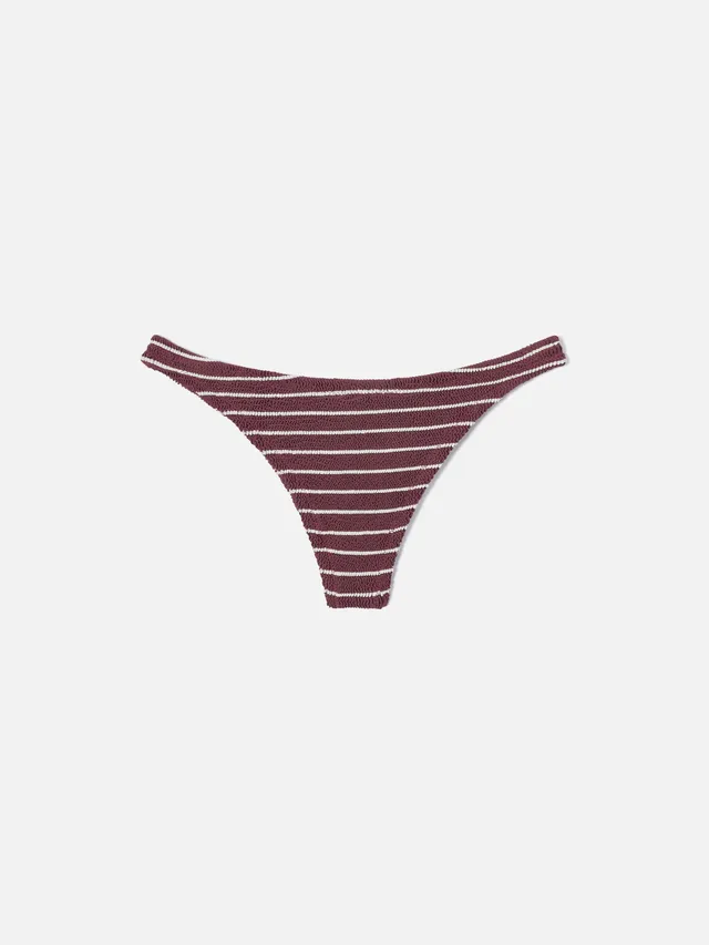 mc2-saint-barth-naomi-slip-brasiliana-donna-crinkle-righe-bordeaux-bianco image 1