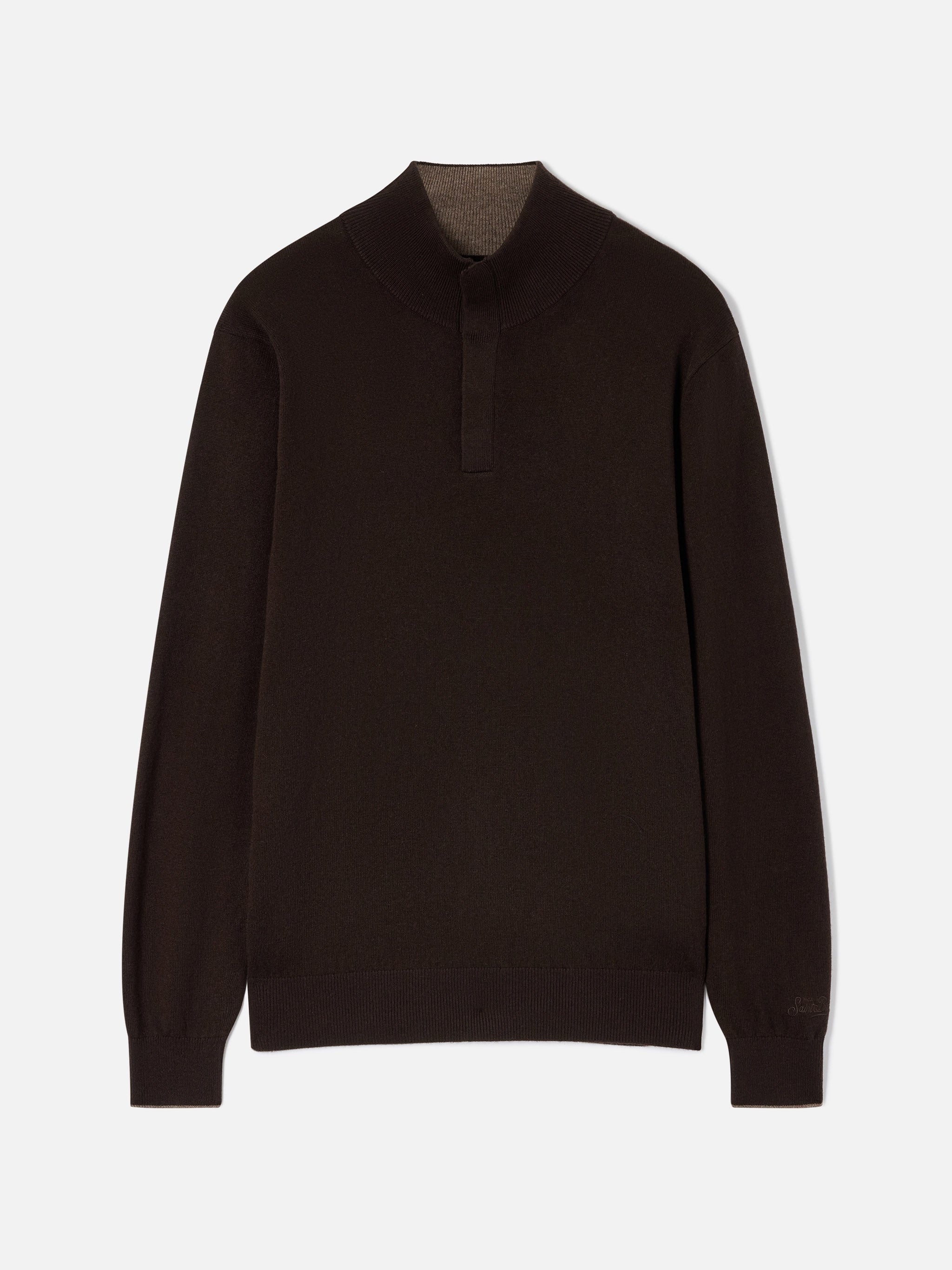 mc2-saint-barth-maglione-uomo-marlow-marrone-collo-alto-merino-cashmere image 1