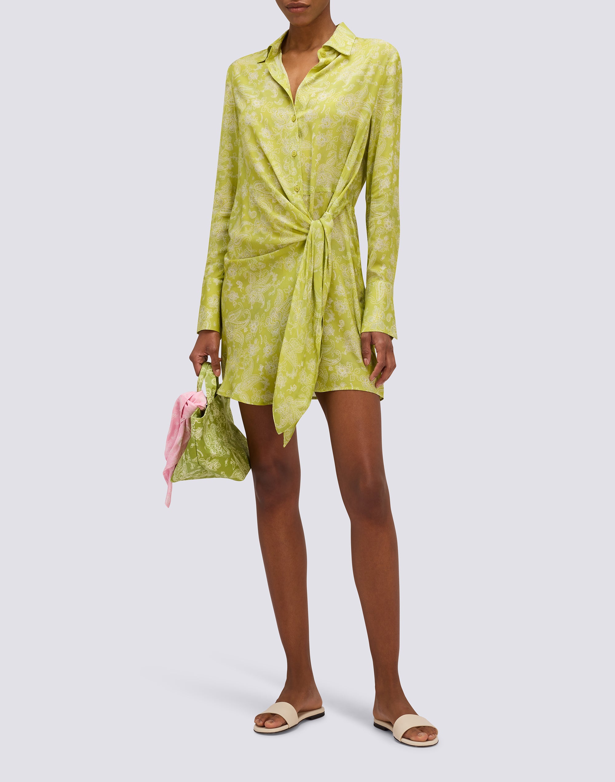 sundek-abito-camicia-donna-corto-viscosa-hibi-paisley-con-nodo image 4