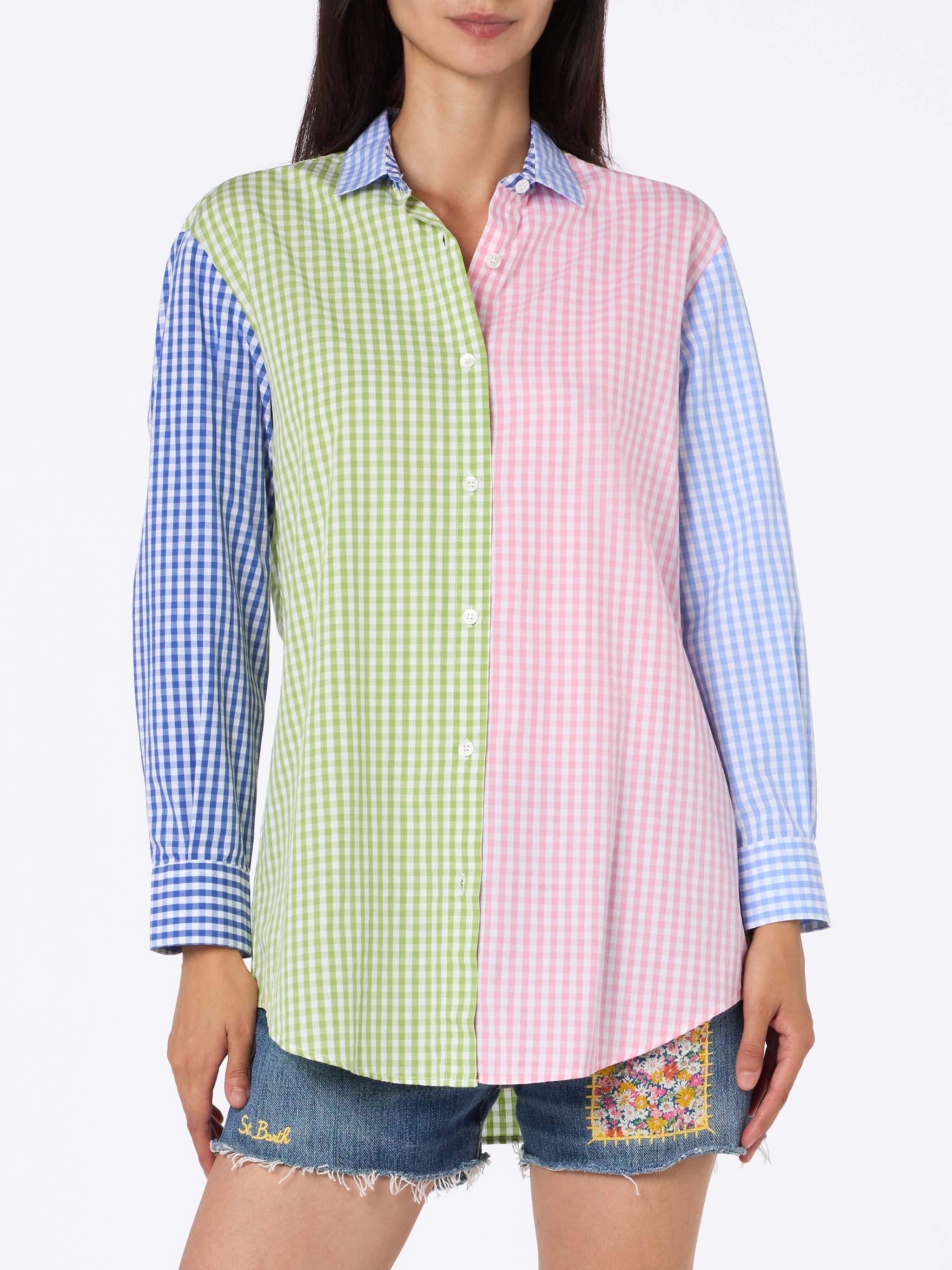 camicia-brigitte-mc2-saint-barth-in-cotone-stampa-vichy-multicolor image 1