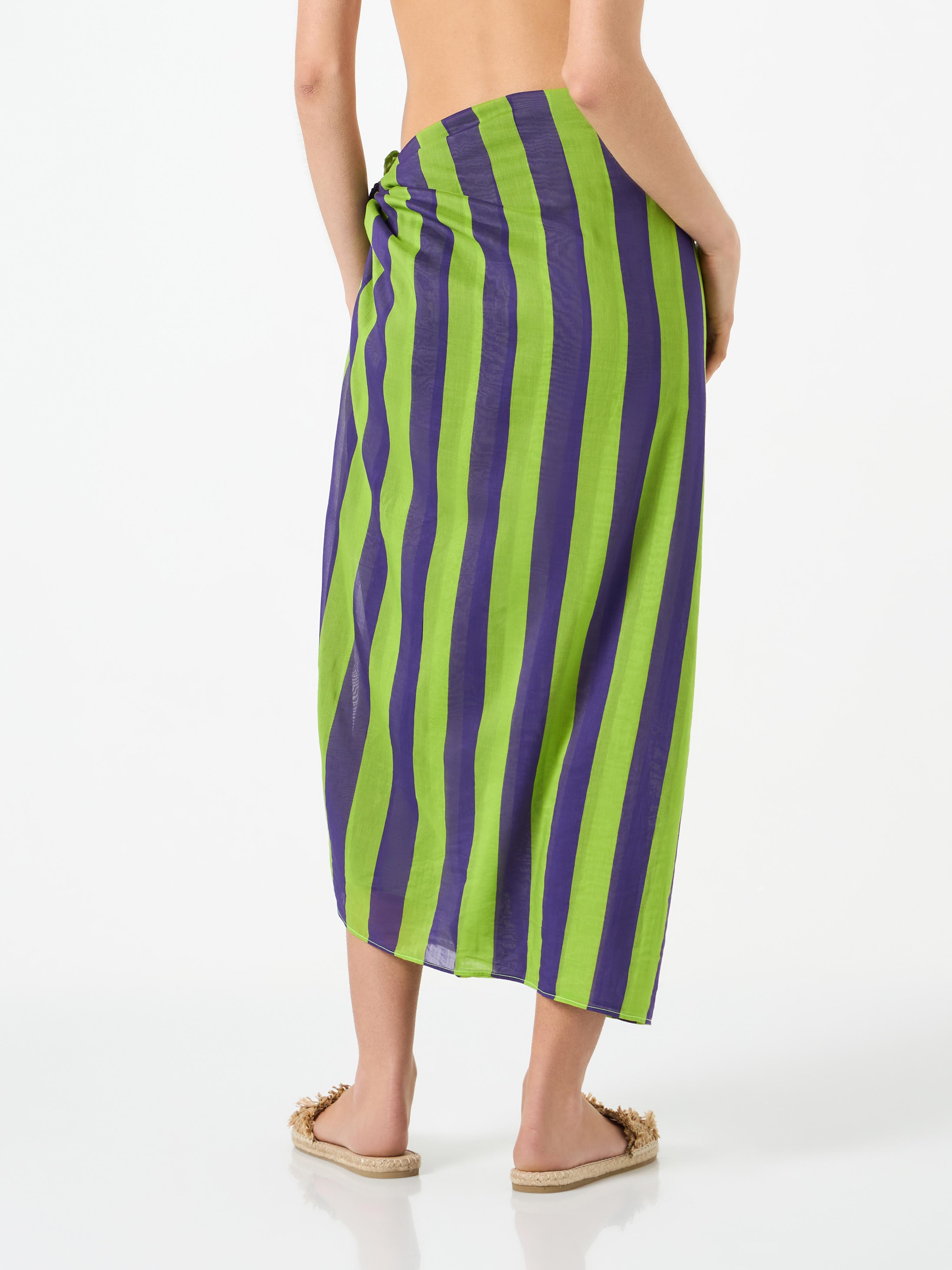 mc2-saint-barth-pareo-donna-cotone-verde-lime-viola-righe-145x200-cm image 2