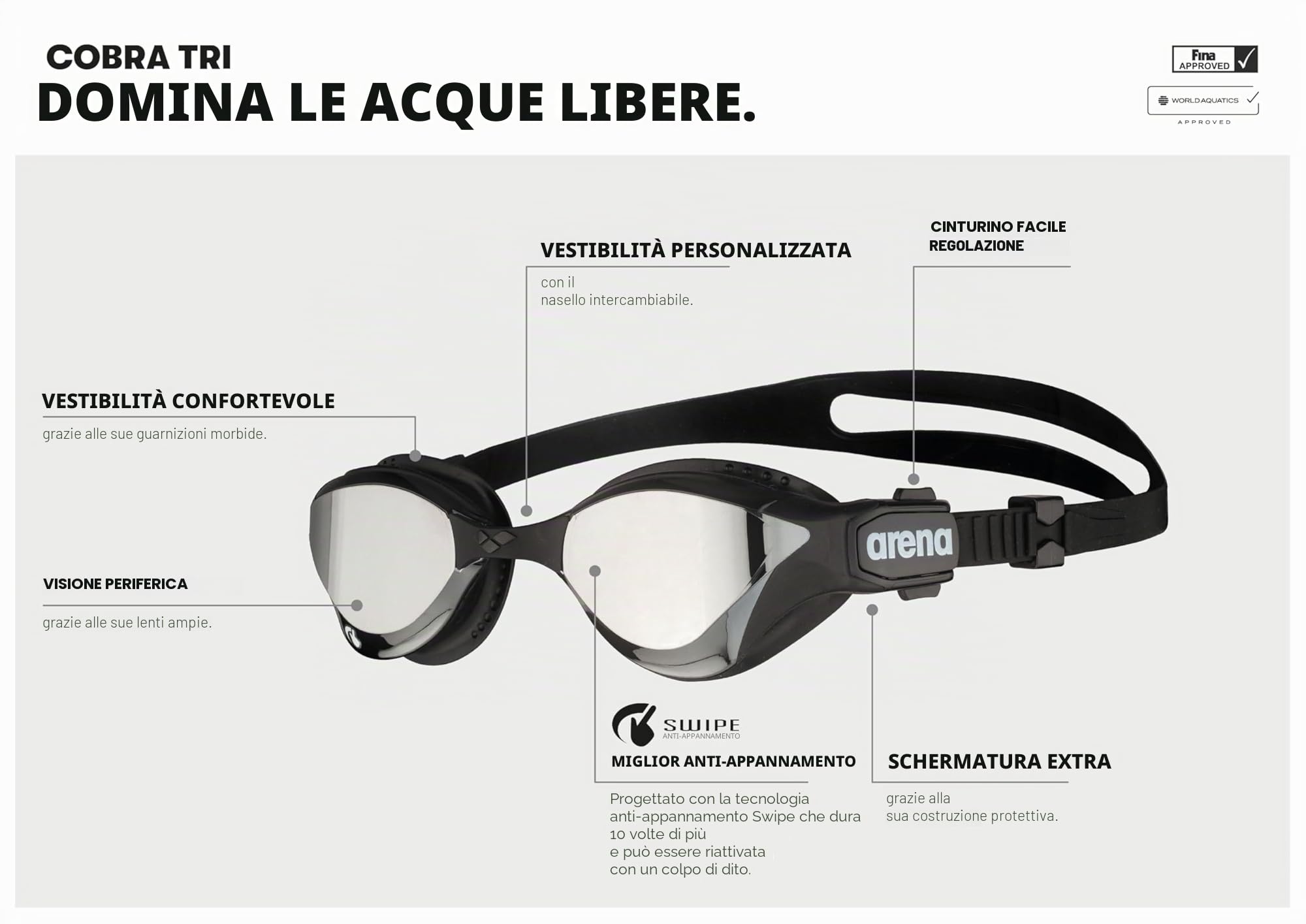 arena-cobra-tri-swipe-mirror-occhialini-triathlon-unisex-lenti-specchio image 2
