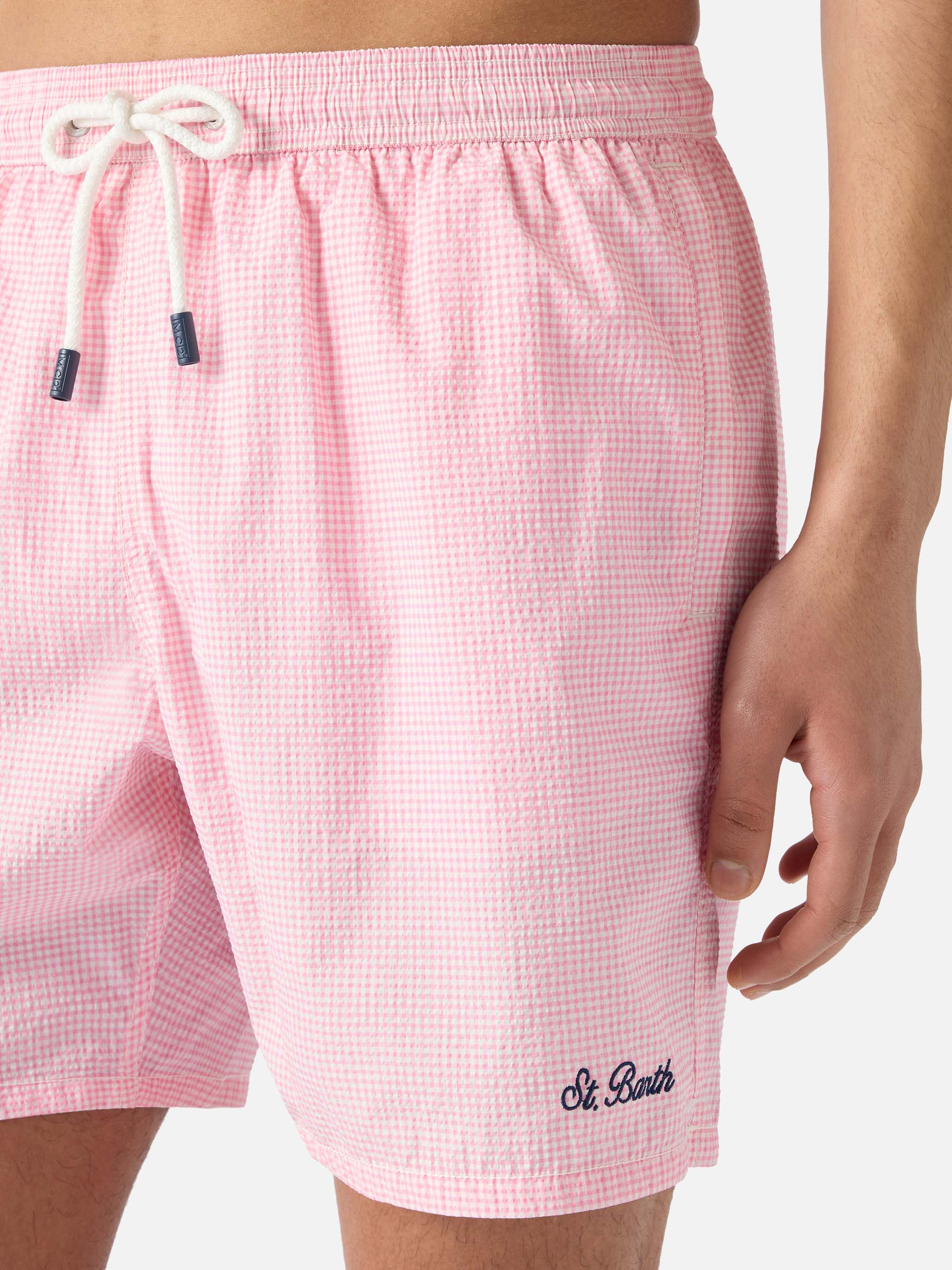 mc2-saint-barth-costume-mare-patmos-uomo-seersucker-vichy-rosa-bianco image 4