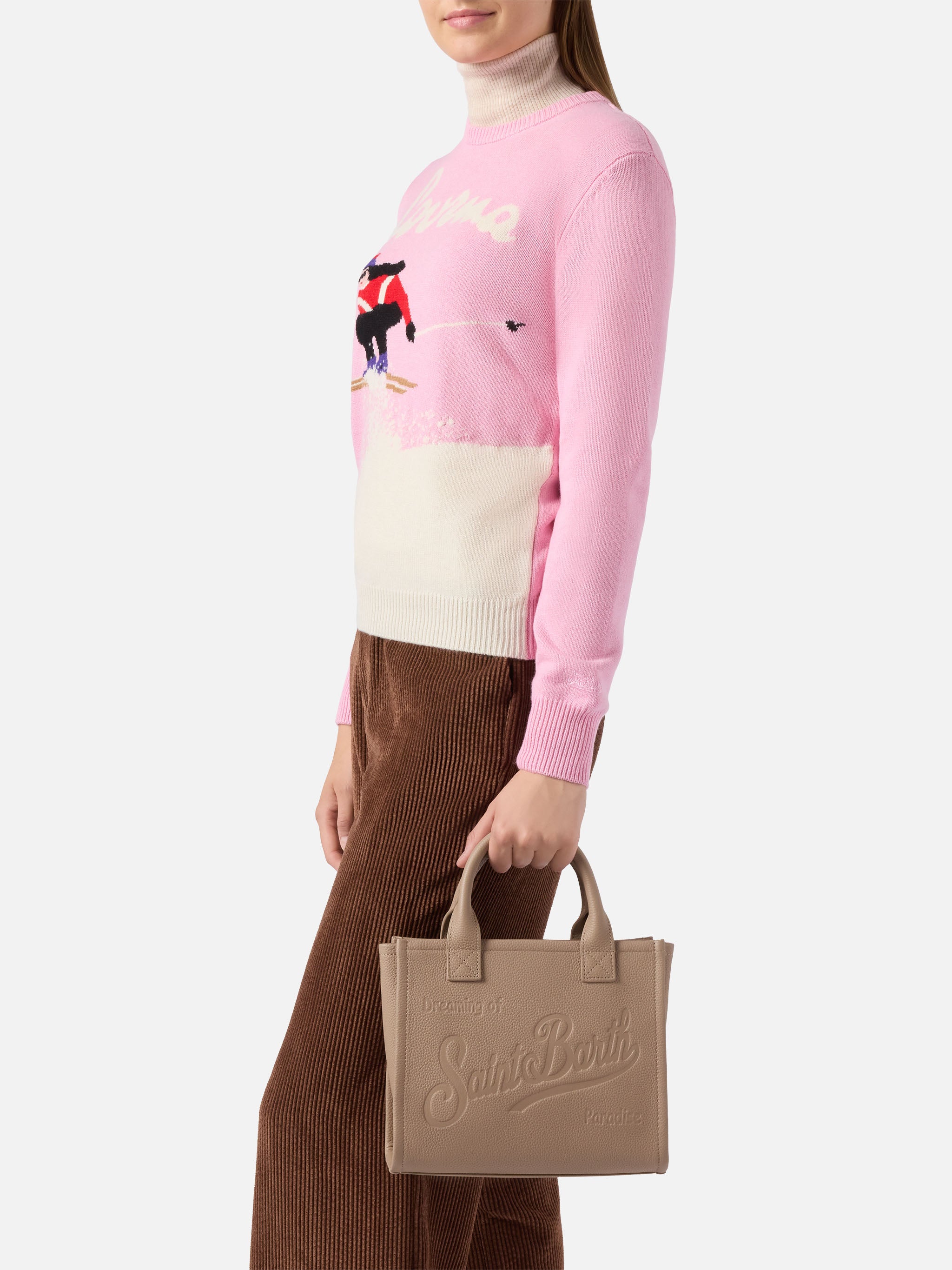 mc2-saint-barth-borsa-a-spalla-vanity-bag-midi-in-pelle-martellata-nocciola image 2