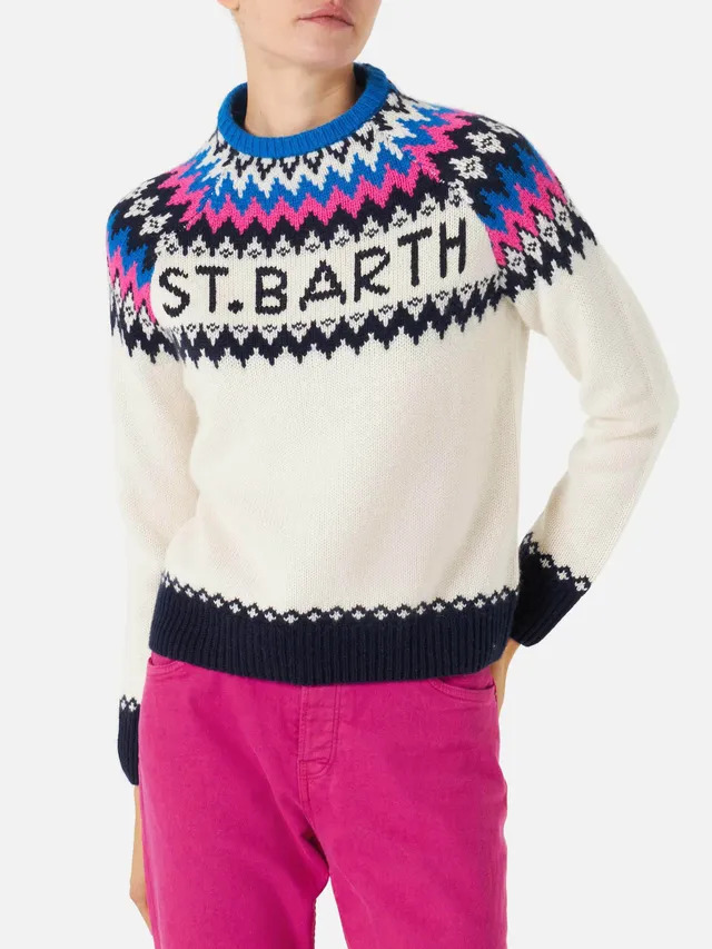 mc2-saint-barth-new-queen-nordic-maglione-jacquard-bianco-donna image 1