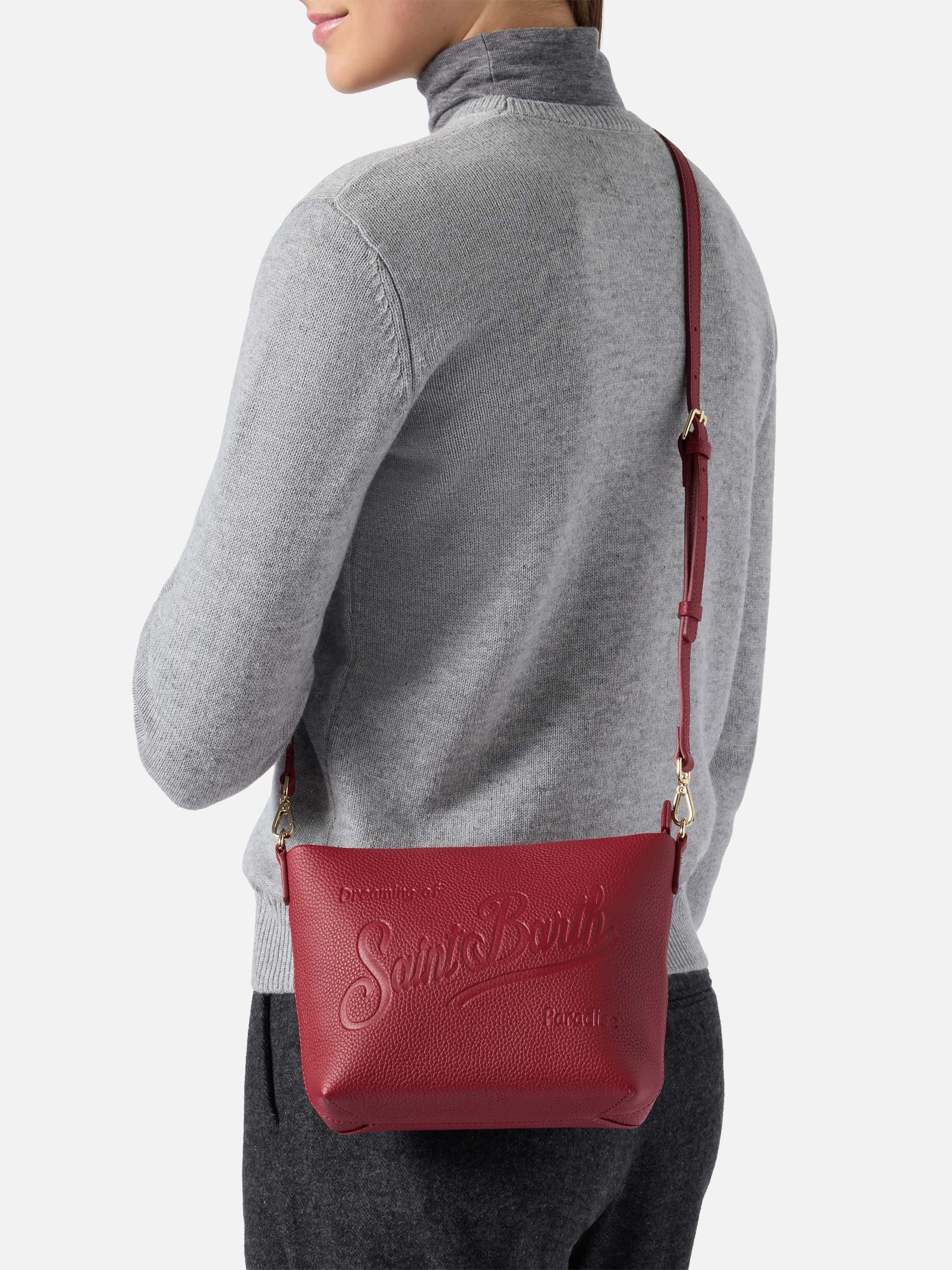 mc2-saint-barth-aline-bag-borsa-a-spalla-in-pelle-martellata-bordeaux image 2